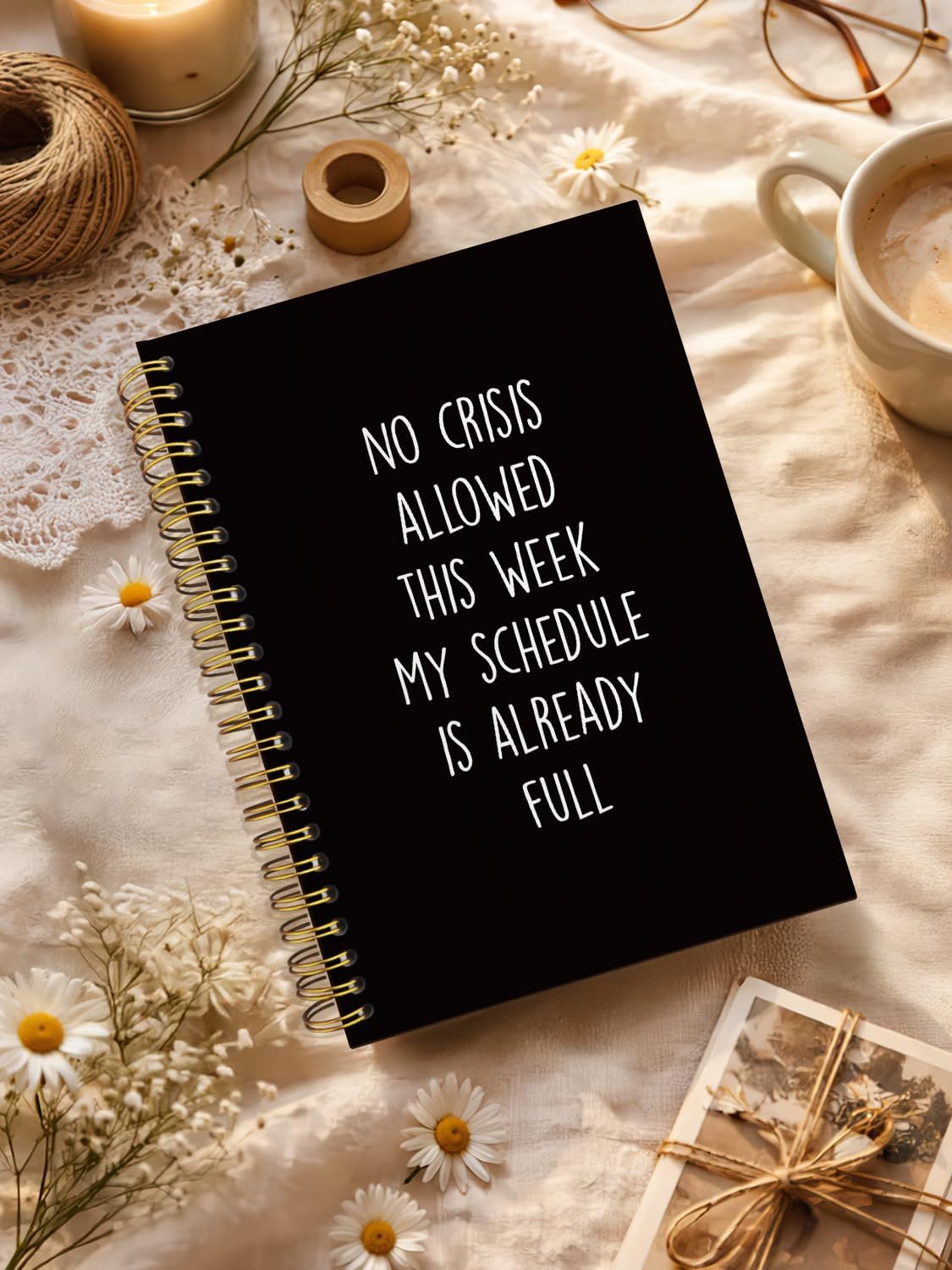 Detalle 2 de ISANOU No Crisis Allowed This Week Hardcover Spiral Notebook, 5.5 x 8.3-Inch