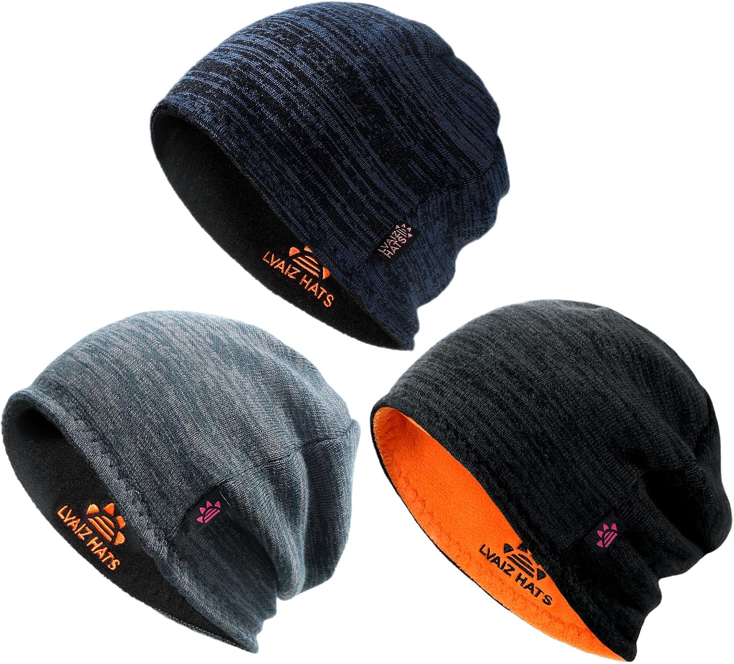 Detalle de Fleece-Lined Beanie Hats, 3-Pack
