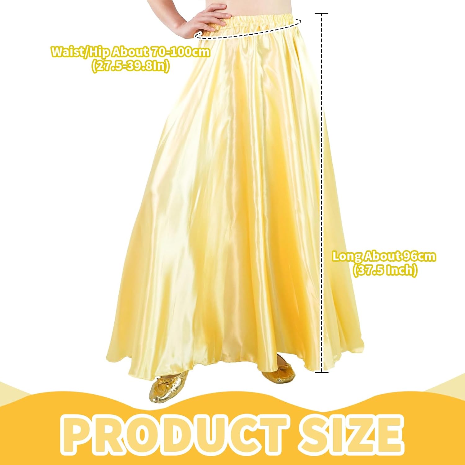 Detalle 2 de Baisdan Jupe Danse Orientale Femme en Satin — Jupe Longue Cercle Complet pour Danse Orientale, Flamenco et Cosplay