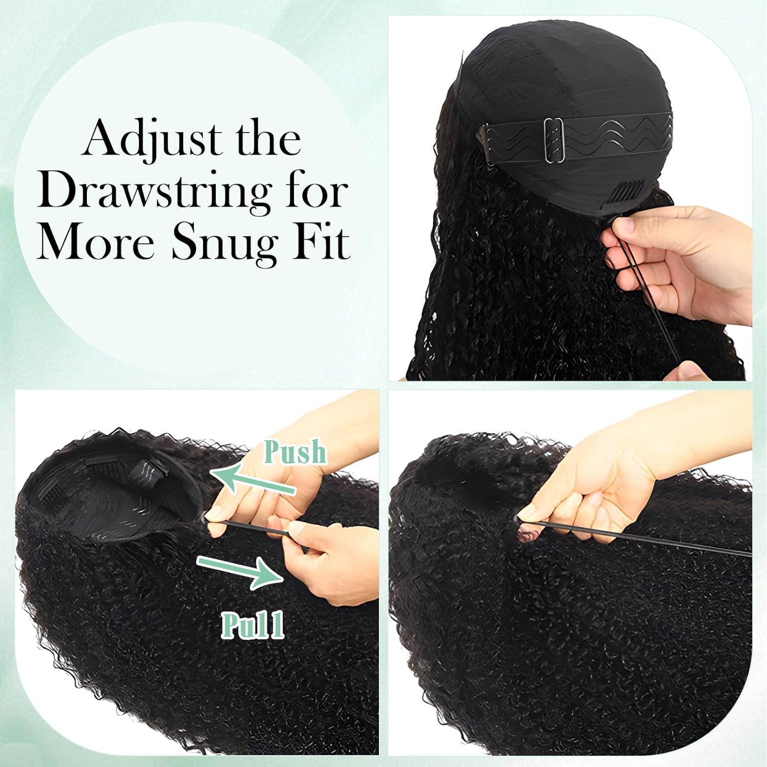 Thumbnail 3 de NICMISS Half Wig brésilienne Kinky Curly en cheveux humains 3-en-1 sans colle, 180% densité, 18 pouces