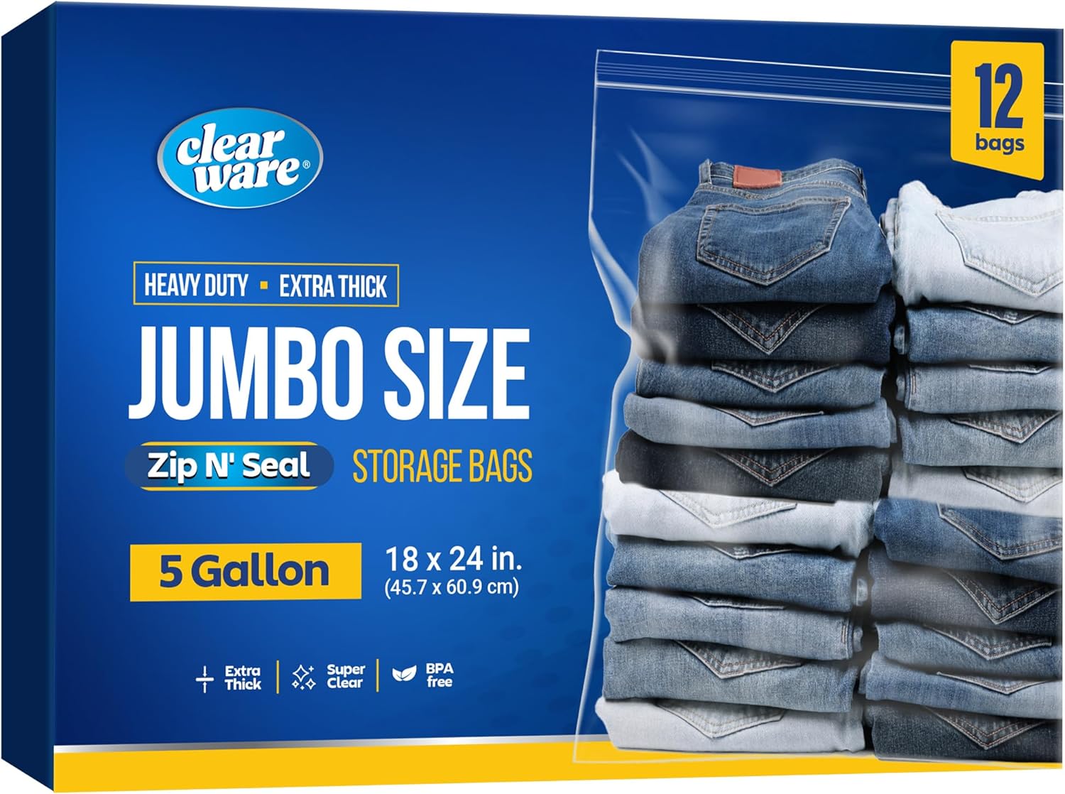 5 Gallon Reusable Storage Bags 12-Pack