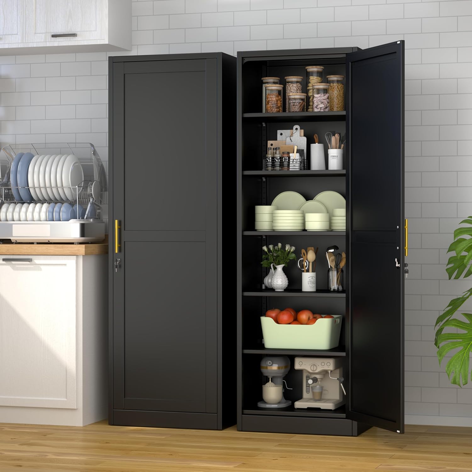 Thumbnail 6 de Ckzbx Metal Locker Cabinet, 67-Inch Tall, Black, with Adjustable Shelves