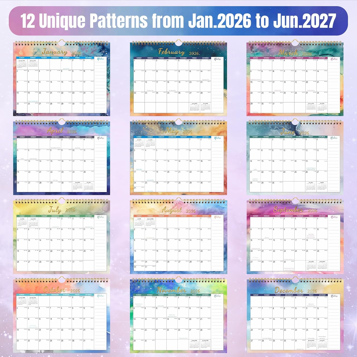 Detalle 2 de Gannyfer 2026 Wall Calendar 18‑Month Planner 📅