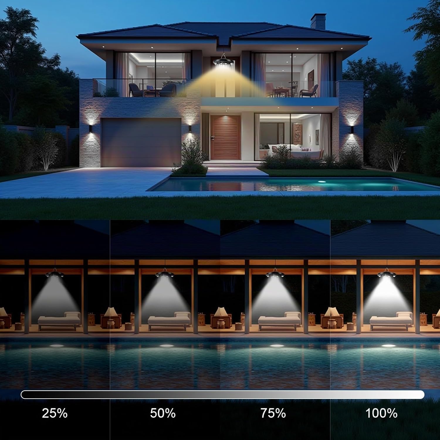 Thumbnail 5 de CREATESTAR Lampada a sospensione solare LED con telecomando, IP66, sensore di movimento