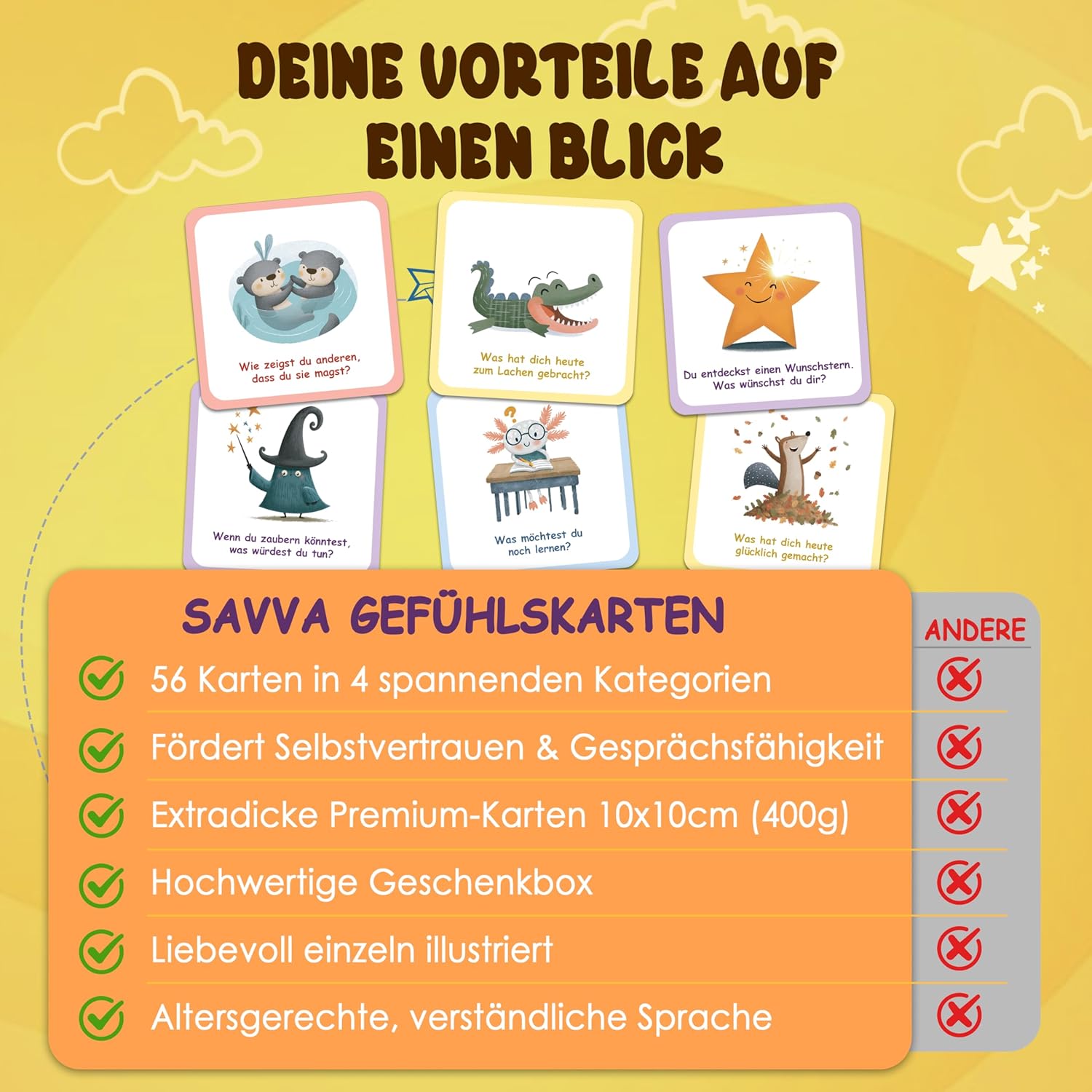 Detalle 2 de 56 Gesprächskarten für Kinder – Erzählkarten, Gefühle, Selbstreflexion und Fantasie