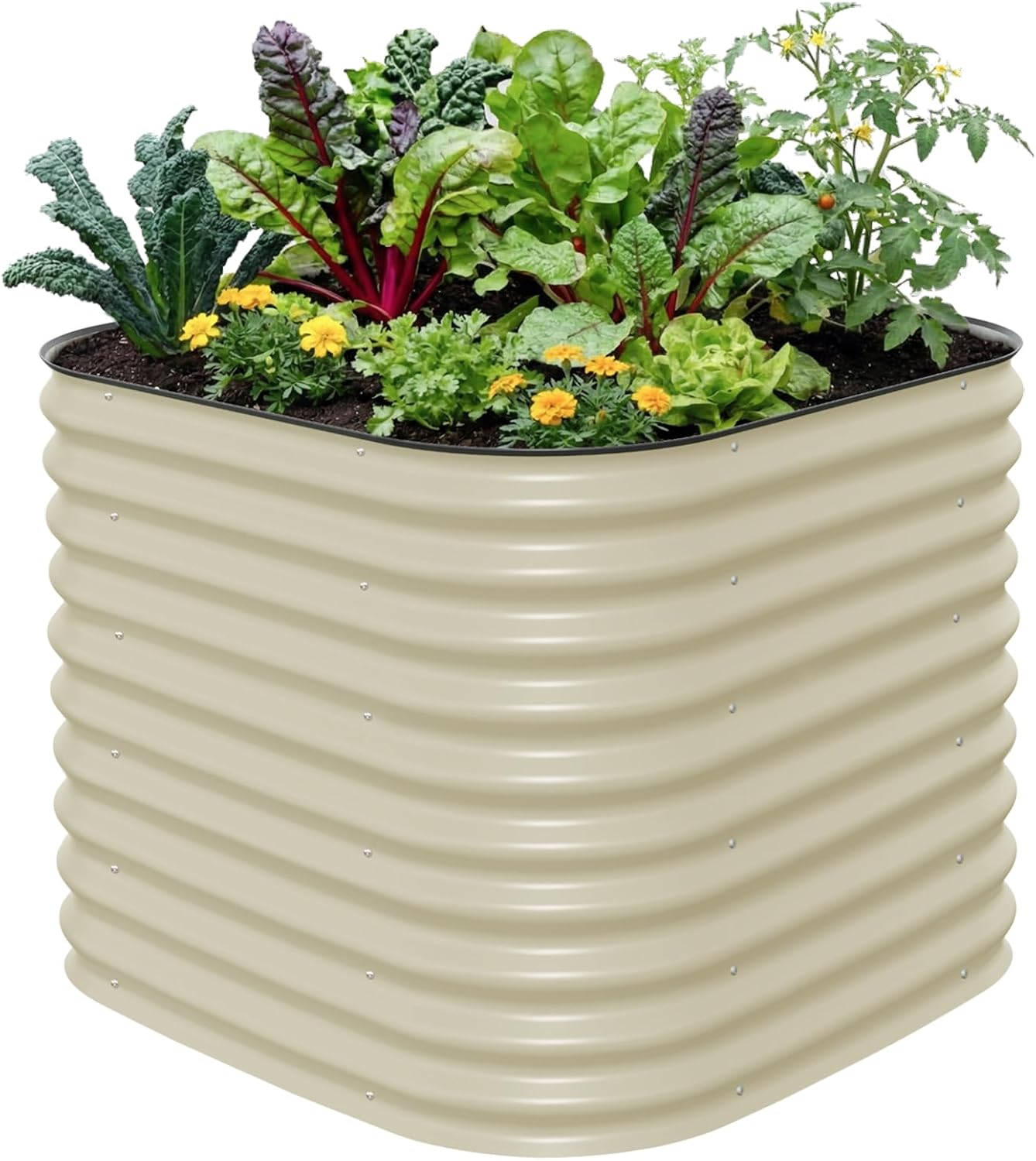 Detalle de Vego Garden 32" Extra Tall 4-in-1 Modular Metal Raised Bed, Pearl White