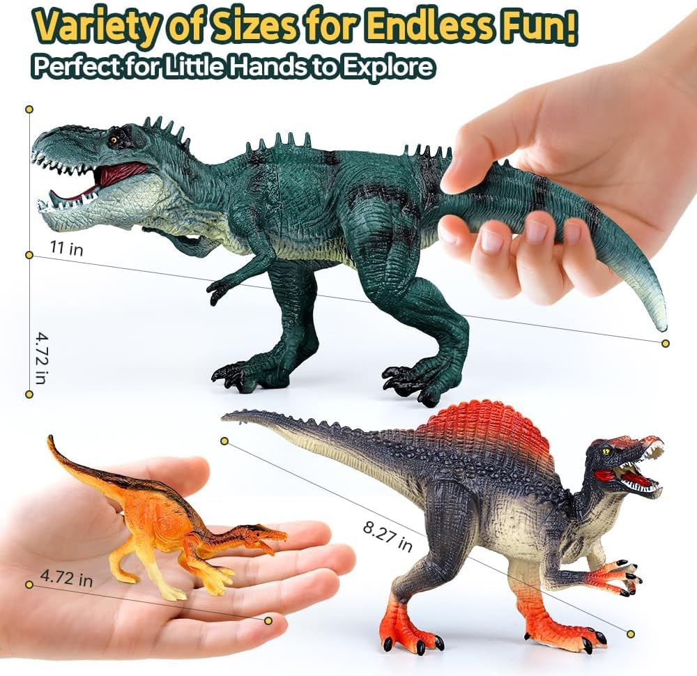Detalle de Drefirsa 14-Piece Dinosaur Figure Set for Kids (Jumbo & Small Dino Toys, Ages 3–8)