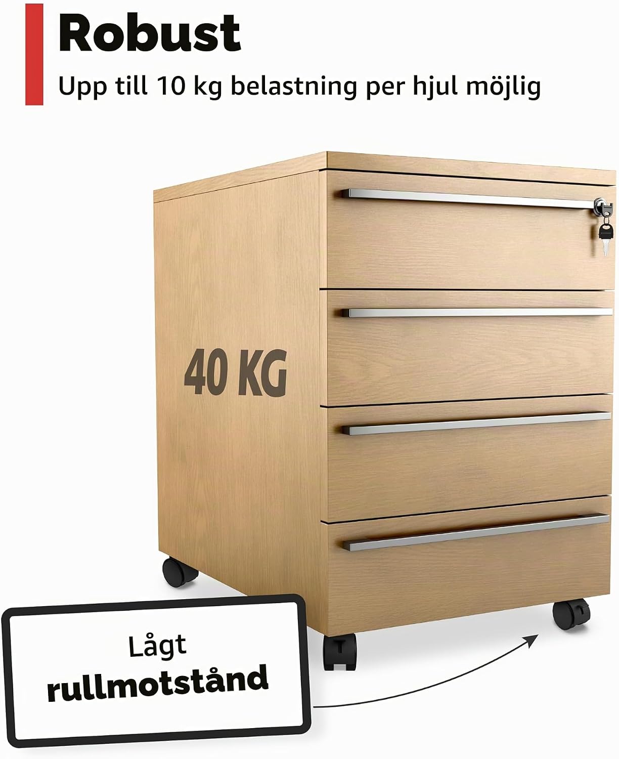 Detalle de RAVN HAMAN möbelhjul 30 mm, 4-pack med svänghjul och bromsar