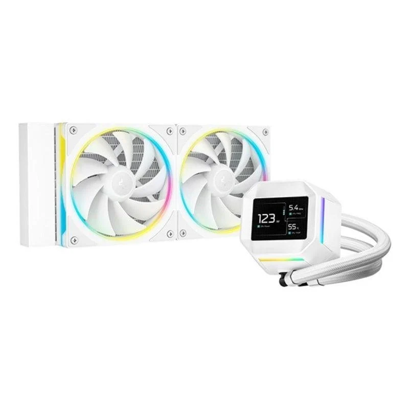 Detalle de DeepCool LM240 WH: Refrigeración líquida AIO de 240 mm con 2 ventiladores PWM LED Blanco