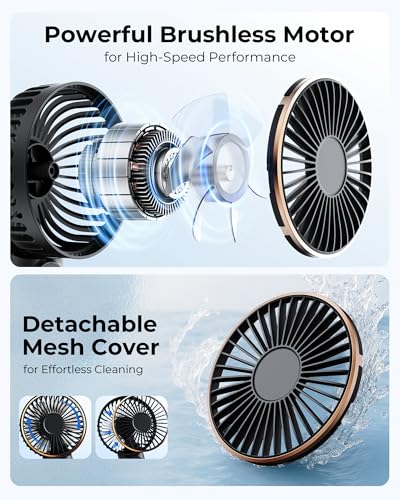 Detalle de TUNISE Handheld Fan Rechargeable: Portable 4000mAh Fan with LED Display and 6 Speeds