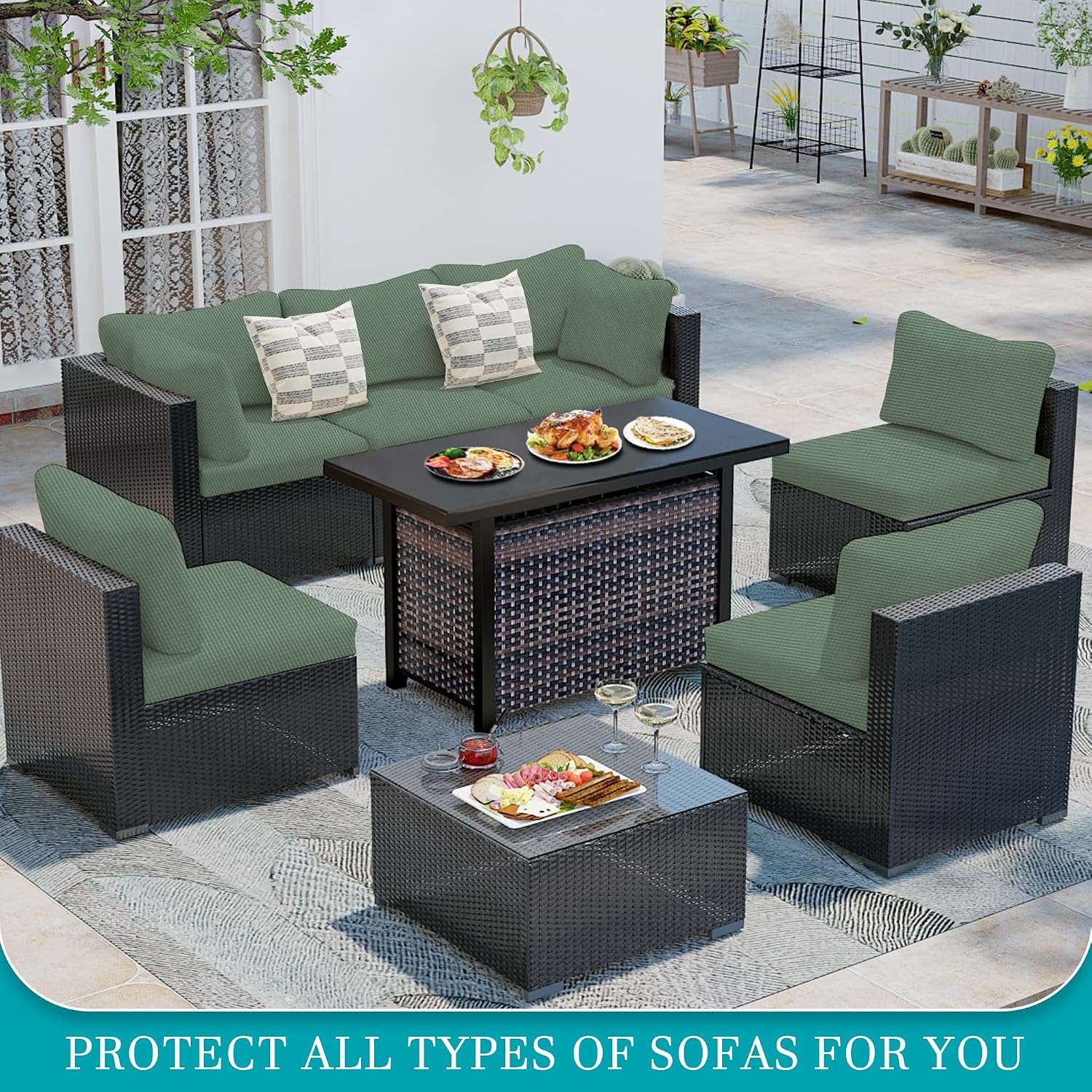 Detalle de BIETYONE outdoor cushion cover 14-Piece Stretch-Fit Patio Covers