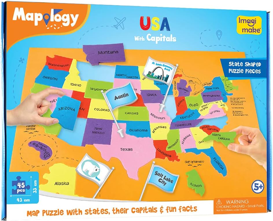 Detalle 2 de Imagimake Mapology USA Map 50-piece 🧩