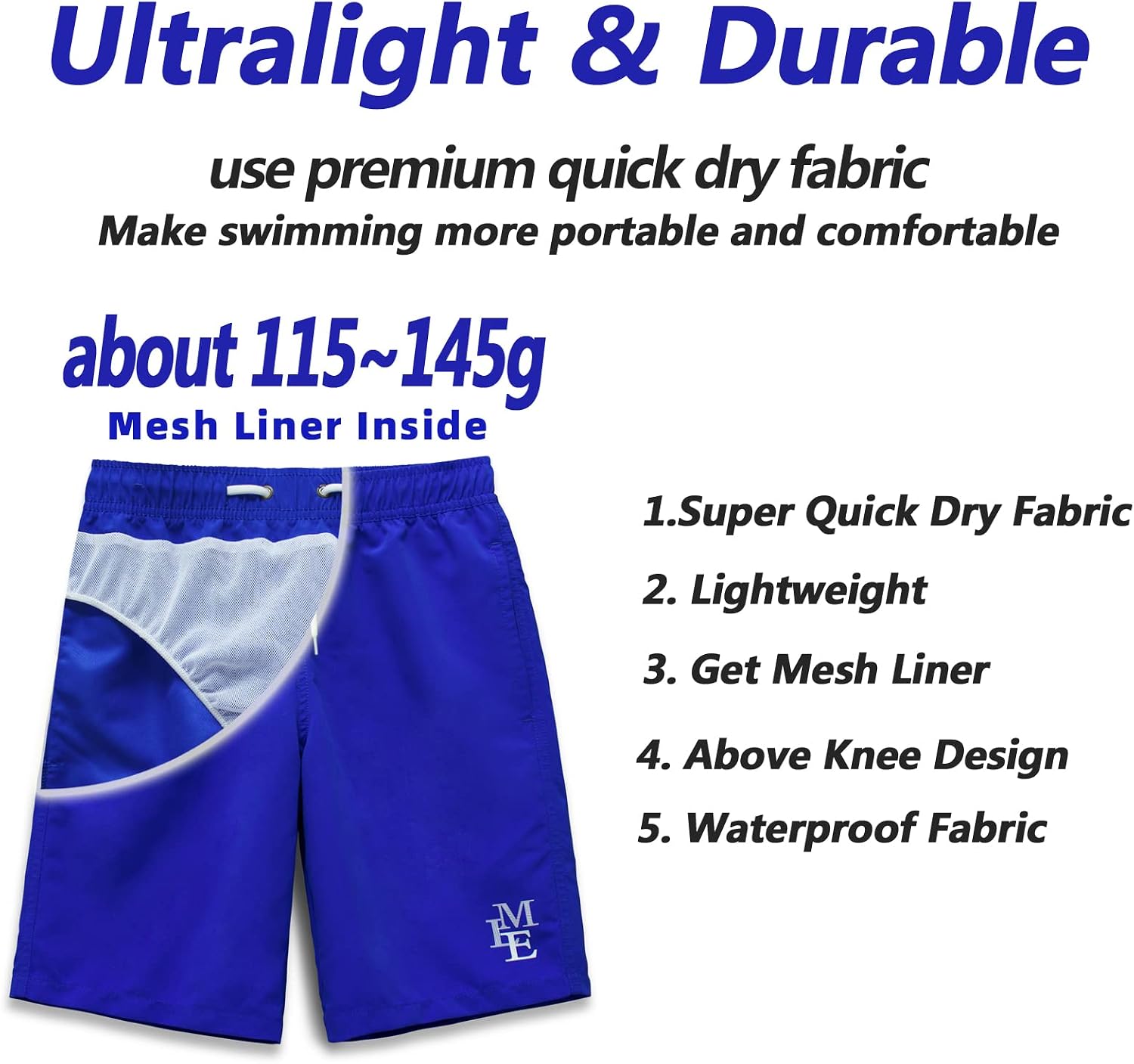 Thumbnail 4 de MEILONGER Boys' Swimming Shorts Quick Dry Beach Board Trunks (Size 6-7, 8, 10-12, 14-16)