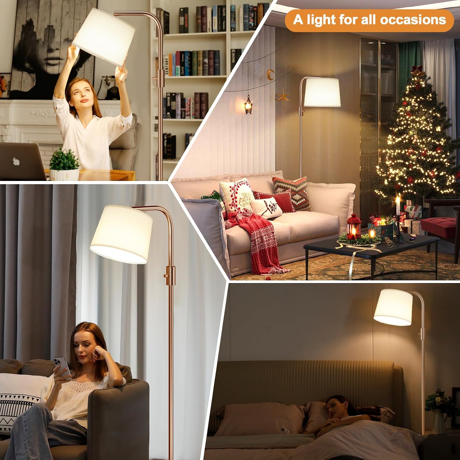 Thumbnail 6 de Ambimall Z5V8W6 Dimmable Arc Floor Lamp with Rotating Head and Linen Shade