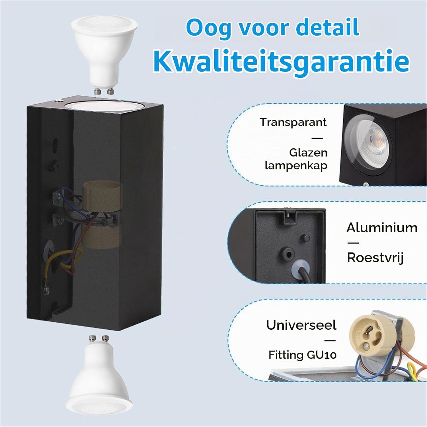 Detalle 2 de CANMEIJIA BDB-155 buitenwandlampen, set van 2, IP65, GU10 up-down