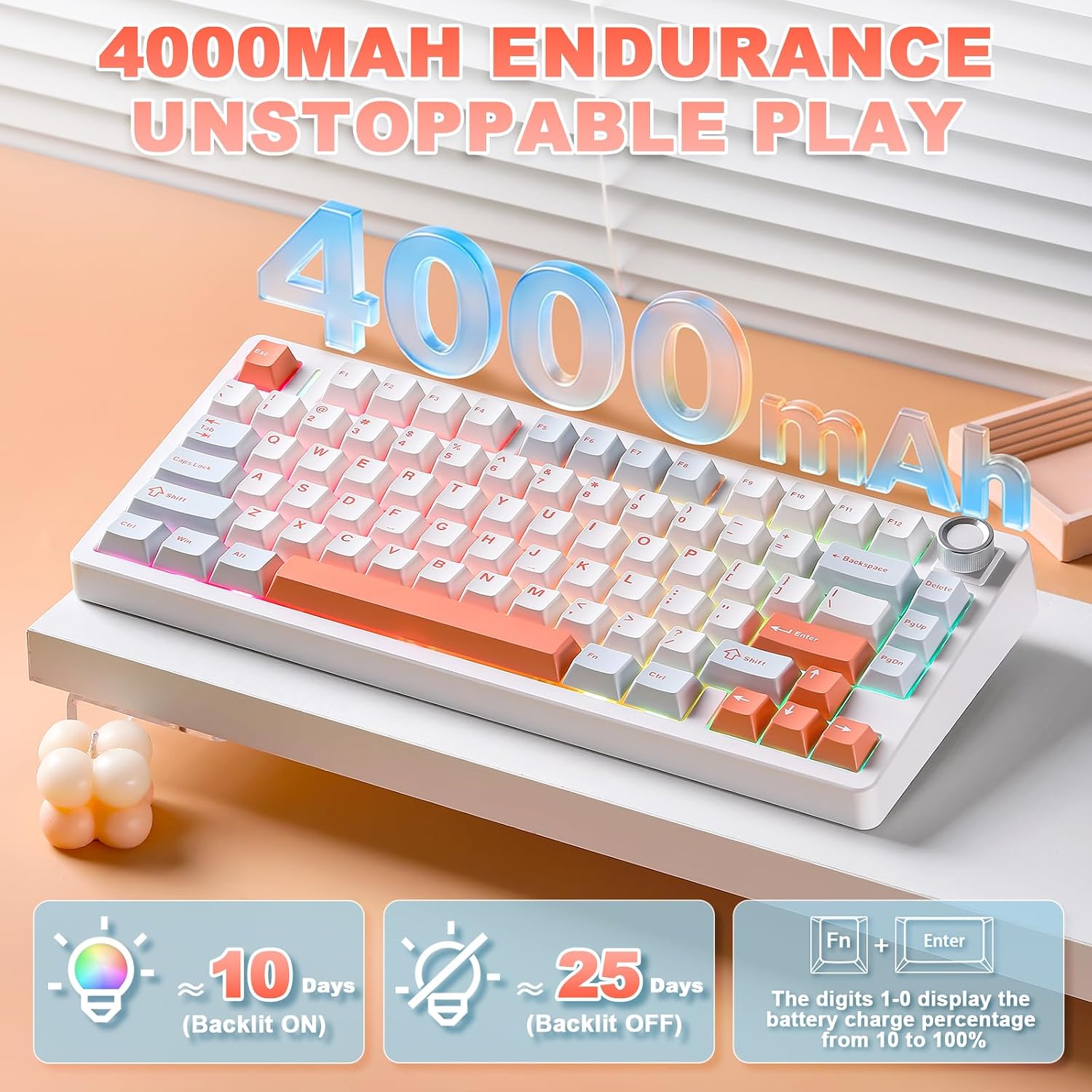 Thumbnail 3 de MIKIBY N75 V2 Mechanical Keyboard — 75% Layout with Knob, Tri-Mode Wireless & Gasket Design