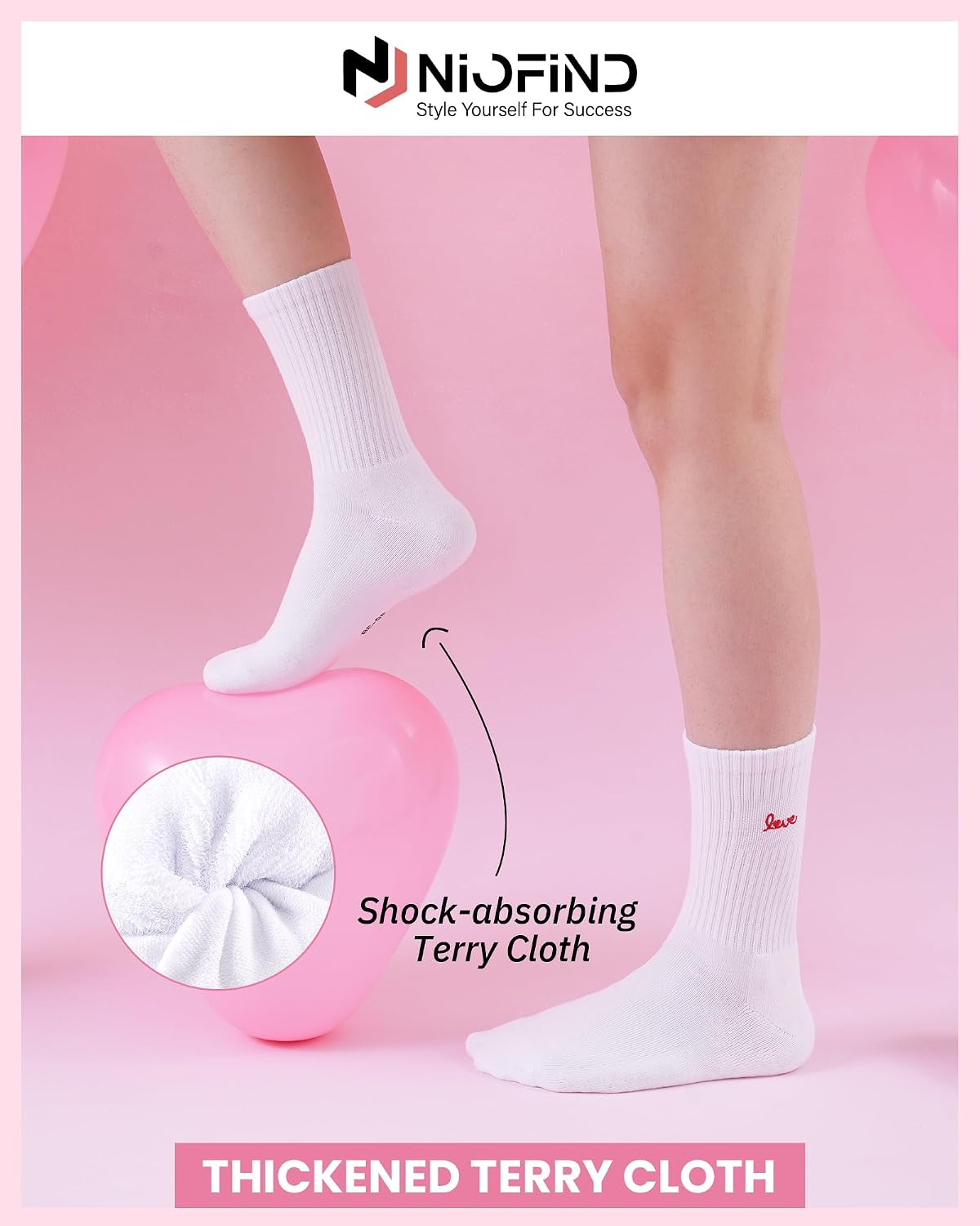 Detalle de Niofind Calzini Tennis per Donna e Uomo – 3 Paia di Calzini Cotone con Motivo Aperol
