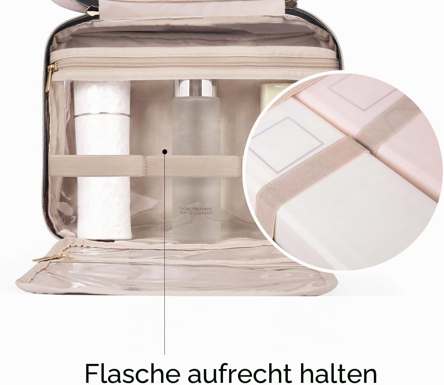 Thumbnail 3 de BAGSMART Kulturbeutel Damen – Aufhängbare Kosmetiktasche, wasserabweisend, 4 Fächer, Transparentenseiten, L-Kaffebraun