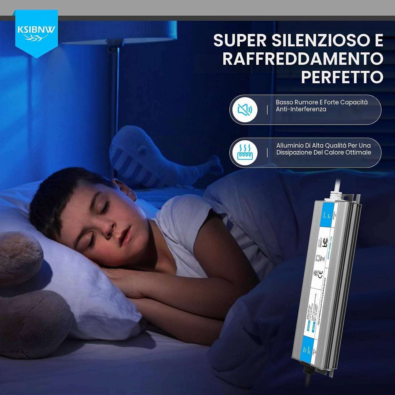 Detalle de KSIBNW Trasformatore LED 24V 150W – Alimentatore IP67 con Spina UE, 24V DC, 6,25A