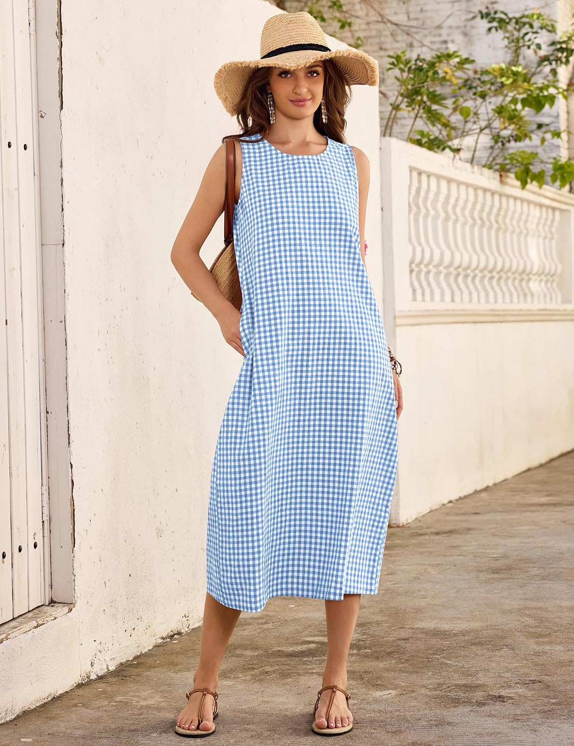 Thumbnail 1 de LOMON Cotton Maxi Dress with Pockets