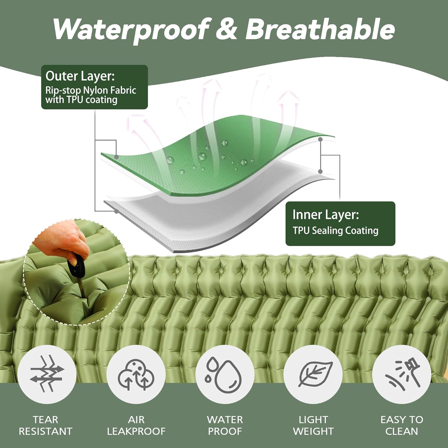 Detalle de Pretyw Double Sleeping Pad for Camping