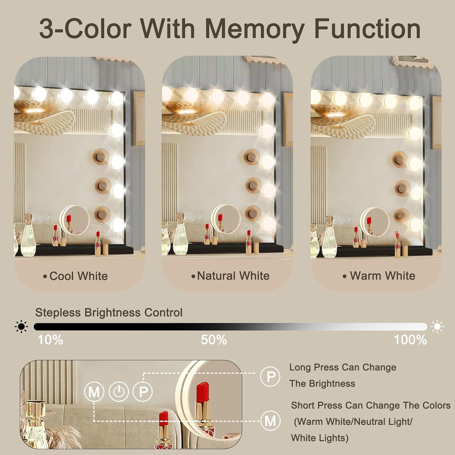 Thumbnail 2 de Ratsamee Hollywood Vanity Mirror 23" x18" ๐