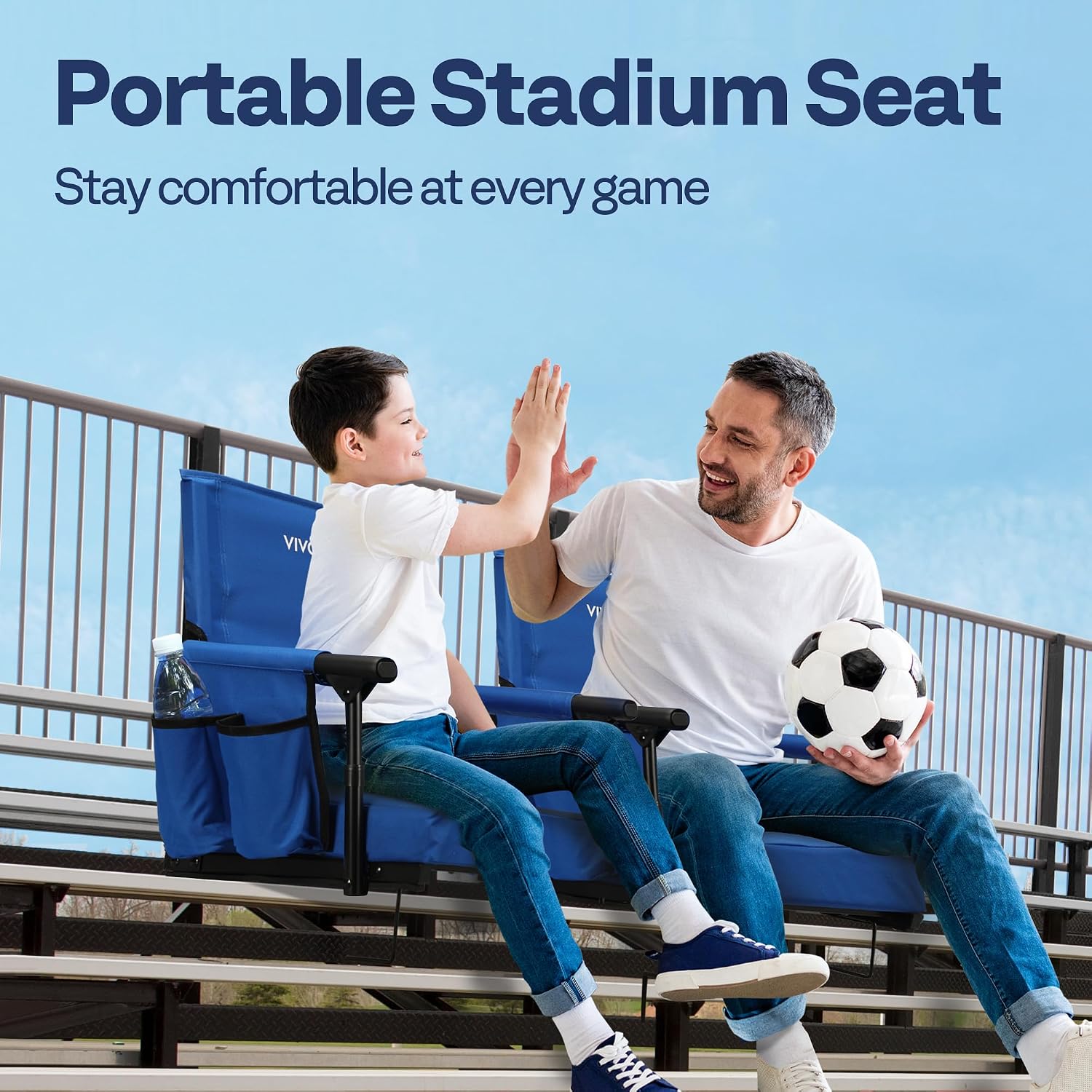 Thumbnail 2 de VIVOHOME VH1430CA-BL Stadium Seats, Folding Oxford Cloth, 350 lb Capacity