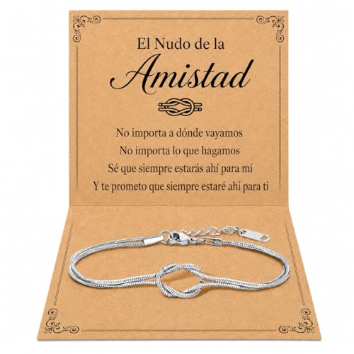 Detalle de RAOPNHS: Set de 2 pulseras de nudo infinito con tarjeta y caja – regalo de amistad para mujer