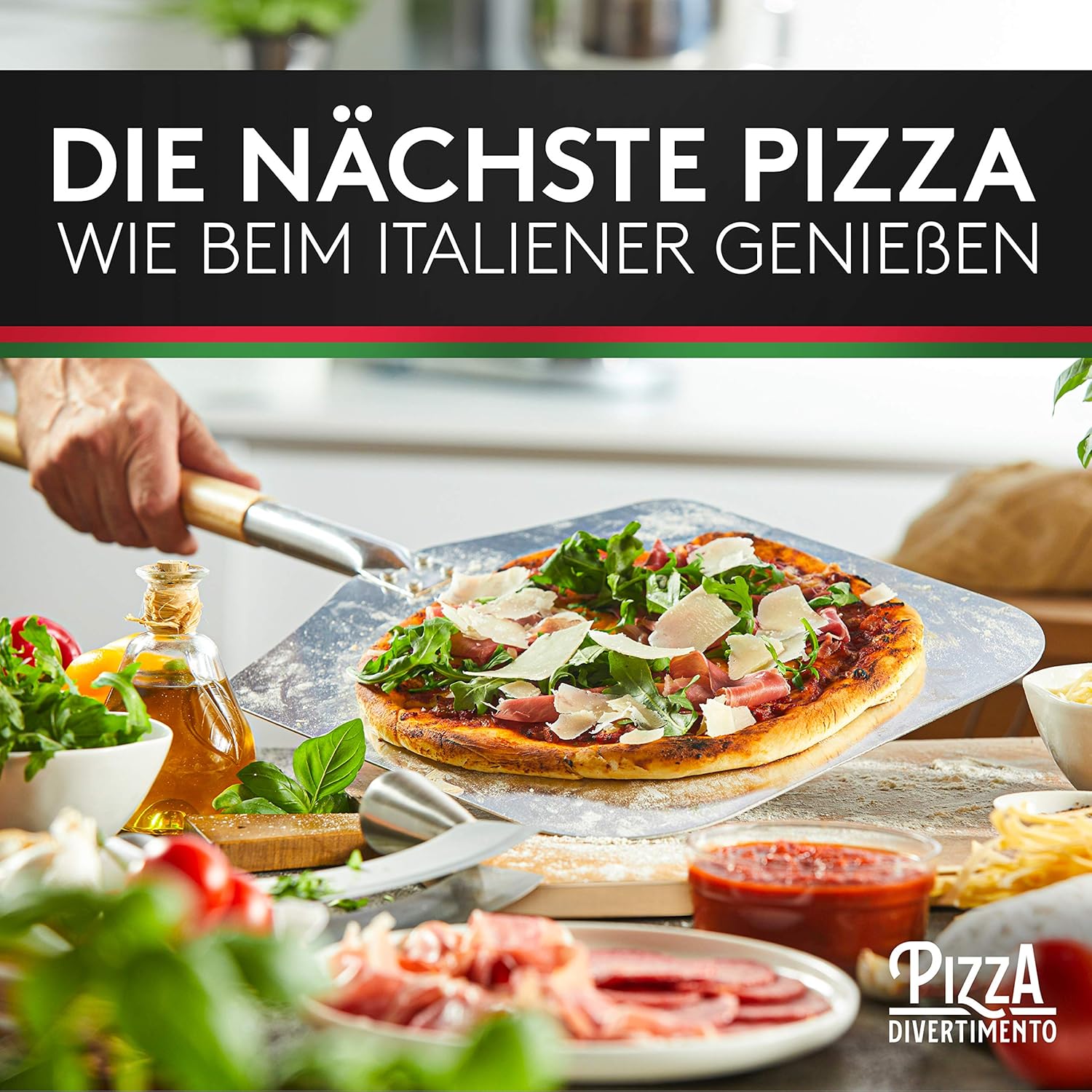 Thumbnail 6 de Pizza Divertimento DAS ORIGINAL: Pizzastein für Backofen & Gasgrill inkl. Pizzaschieber