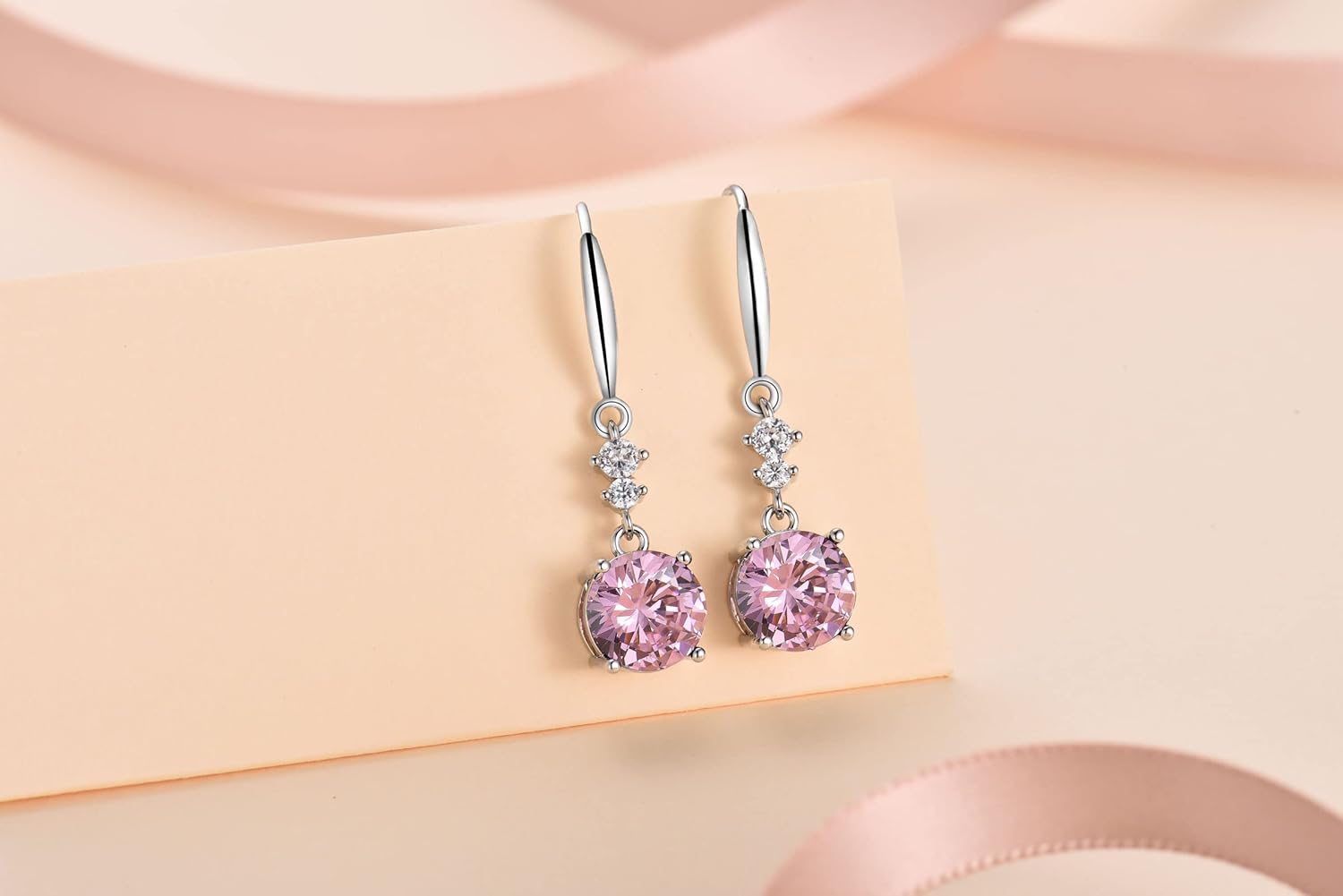 Thumbnail 3 de WOVEE Silber 925 Hängende Ohrringe mit Zirkonia und Topas – lange Ohrhänger (31,3 mm)