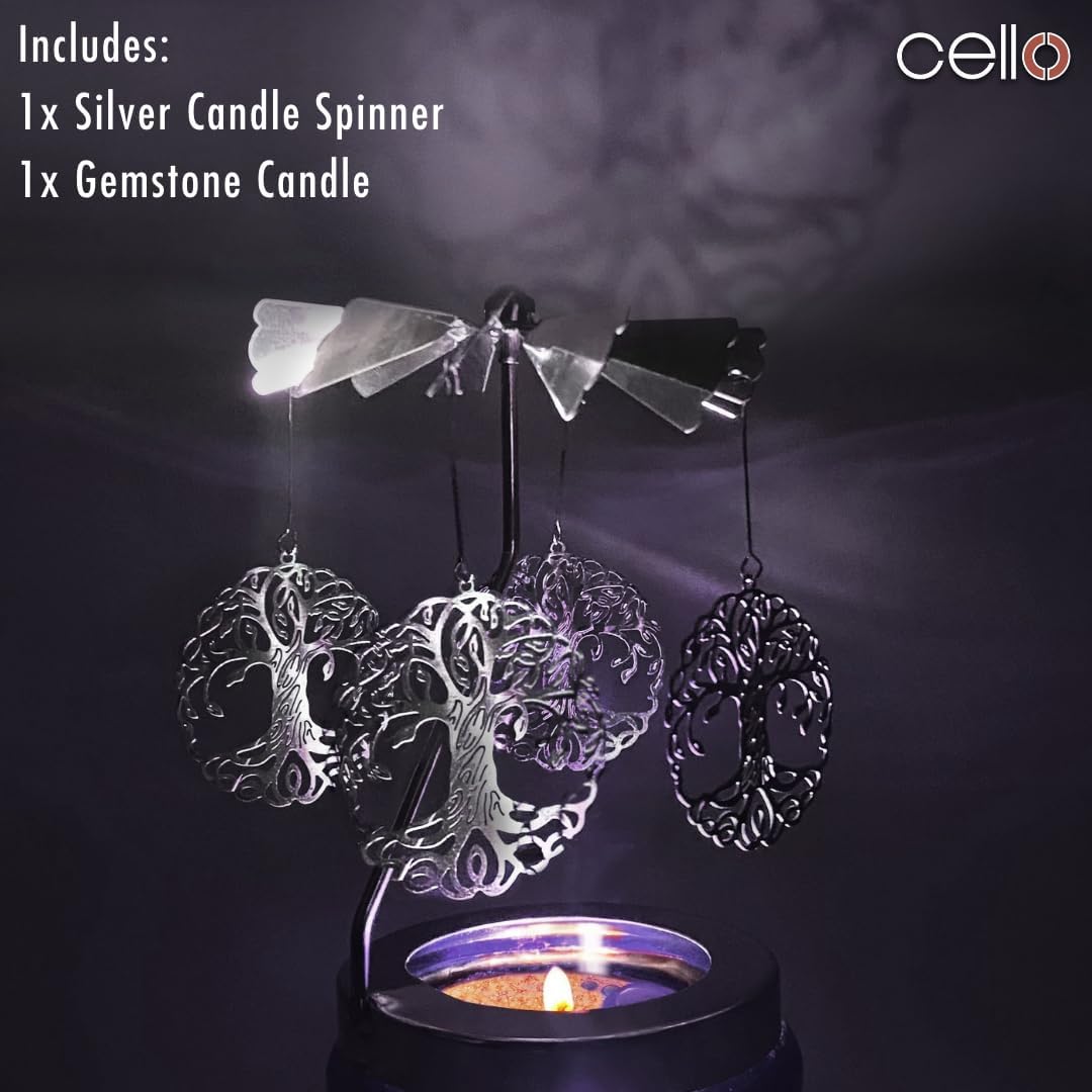 Thumbnail 1 de Cello Amethyst Scented Candle with Spinner (French Lavender) with Amethyst Gemstones