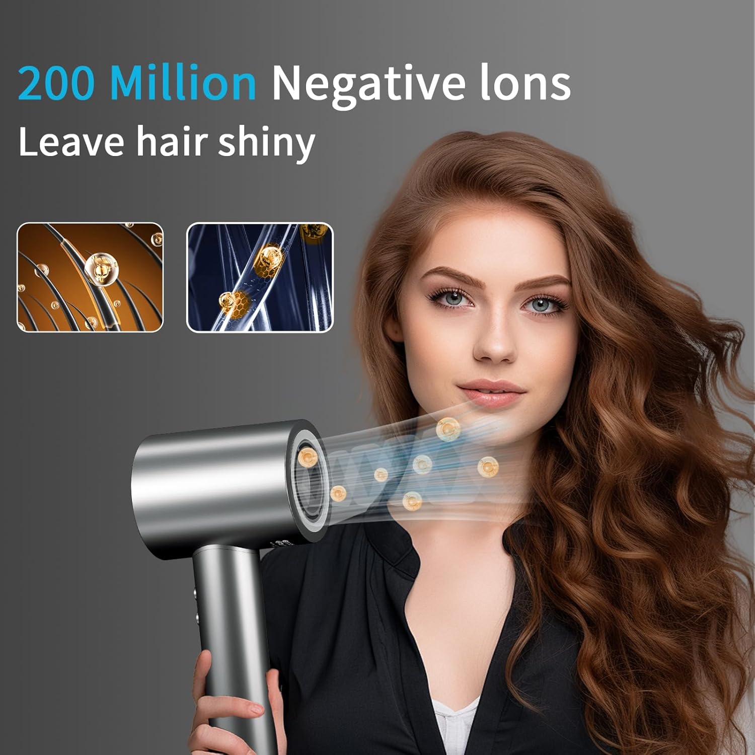 Thumbnail 2 de Ionic Hair Dryer for Women (Grey) 1500W with HD Display, Touch Controls and 4 Heat Settings