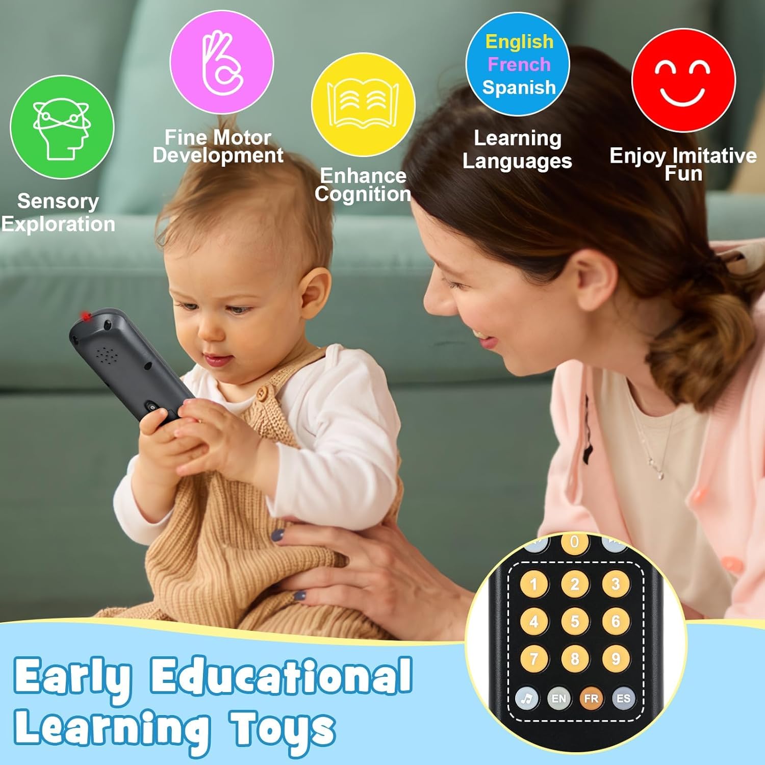 Thumbnail 4 de Bambebe Baby TV Telecomando con Luce e Suono: giocattolo multilingue per bambini dai 6 mesi