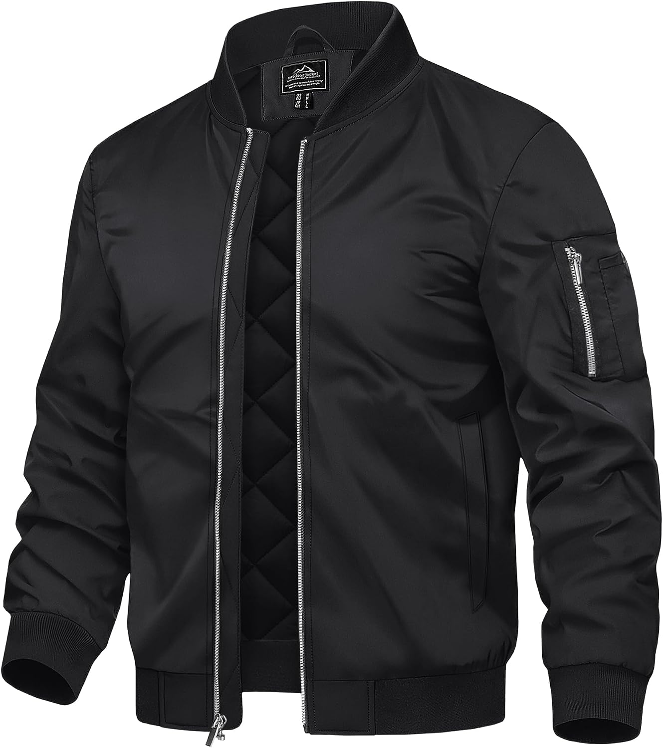 Detalle de TACVASEN WSTACV-1076-Black-M Men's Quilted Bomber Jacket, Water-Resistant