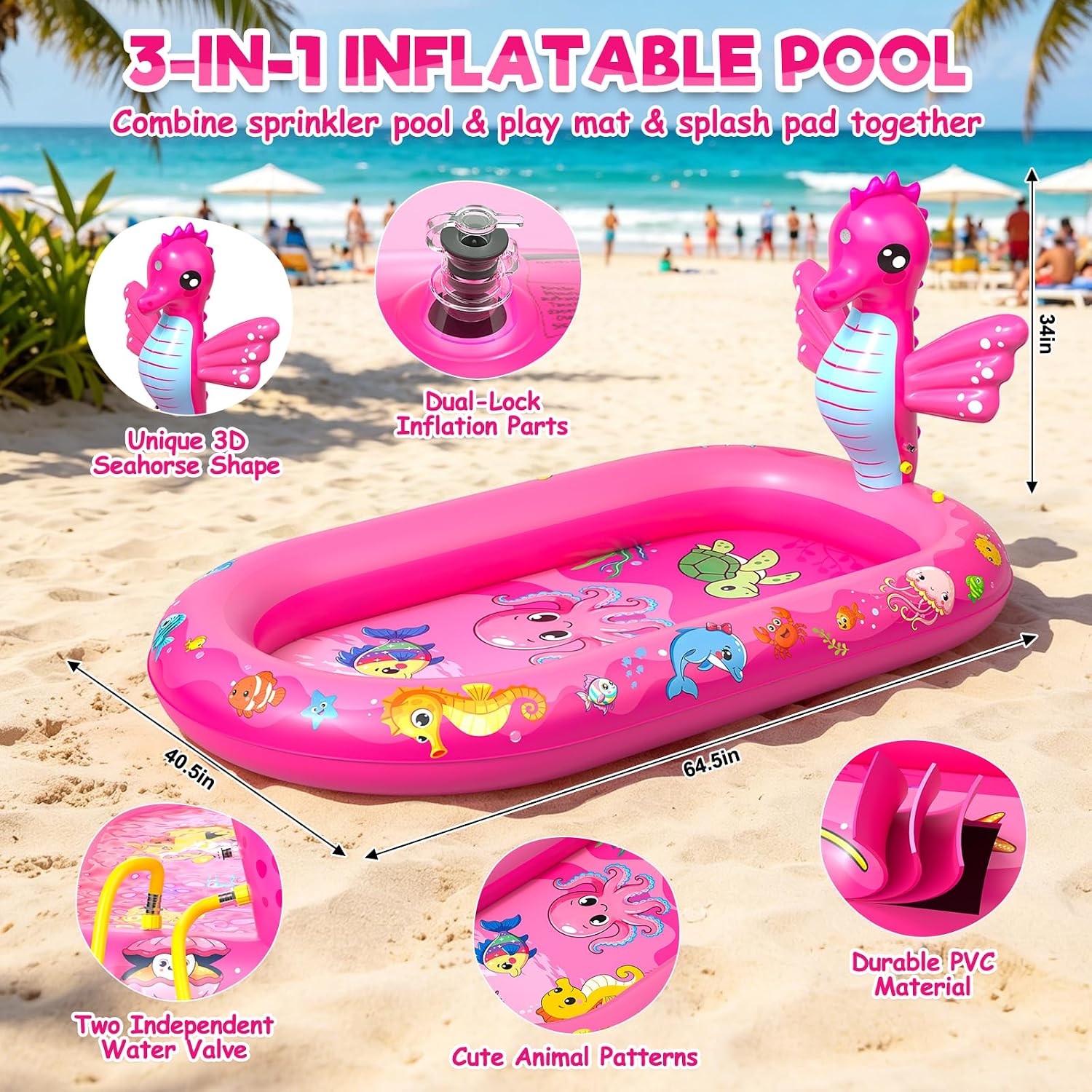 Thumbnail 4 de Inflatable Paddling Pool for Kids with 3-in-1 Haima Pattern