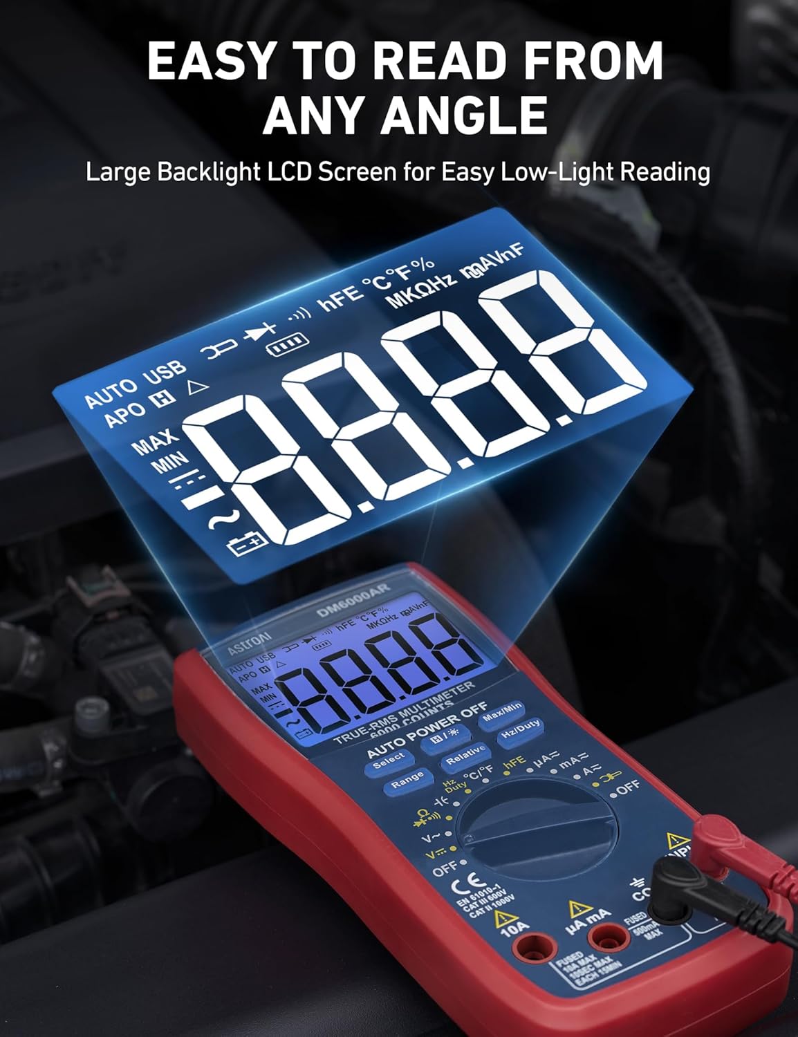 Detalle de AstroAI TRMS 6000 Digital Multimeter 📟