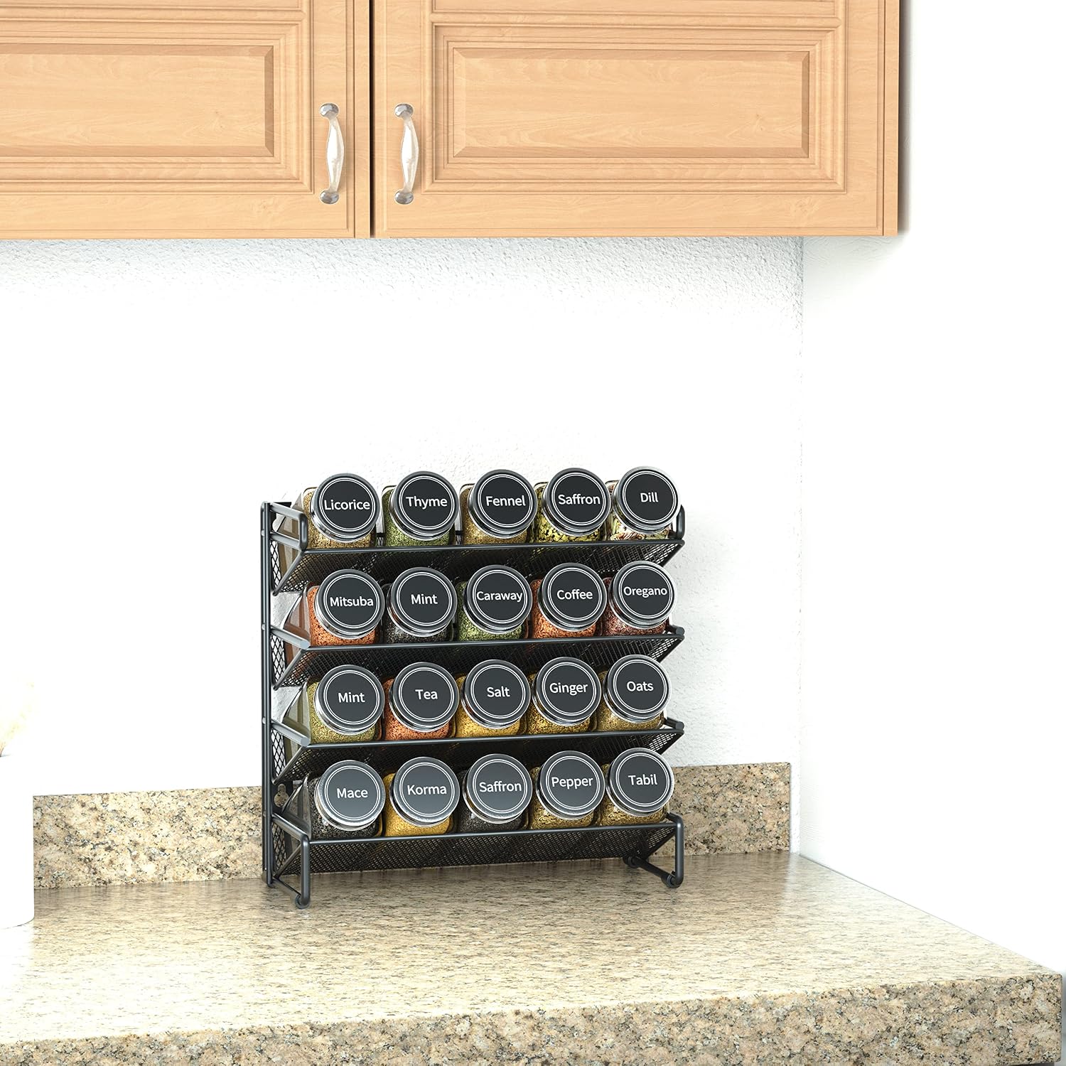 Detalle de SpaceAid Spice Rack Organizer with 20 Jars and 386 Labels