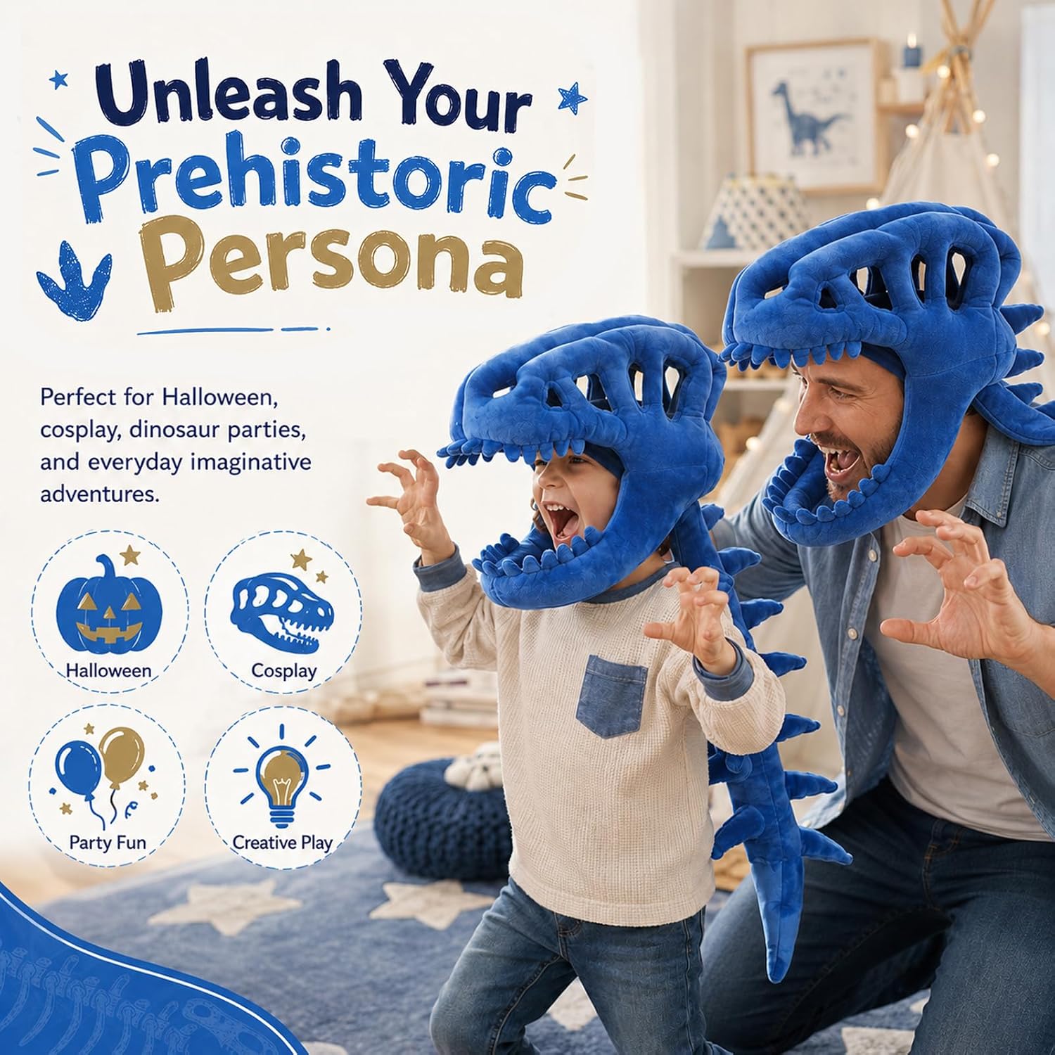 Detalle de Sachie Spinosaurus Skeleton Costume Set with Skull Headpiece and Spine Back Panel