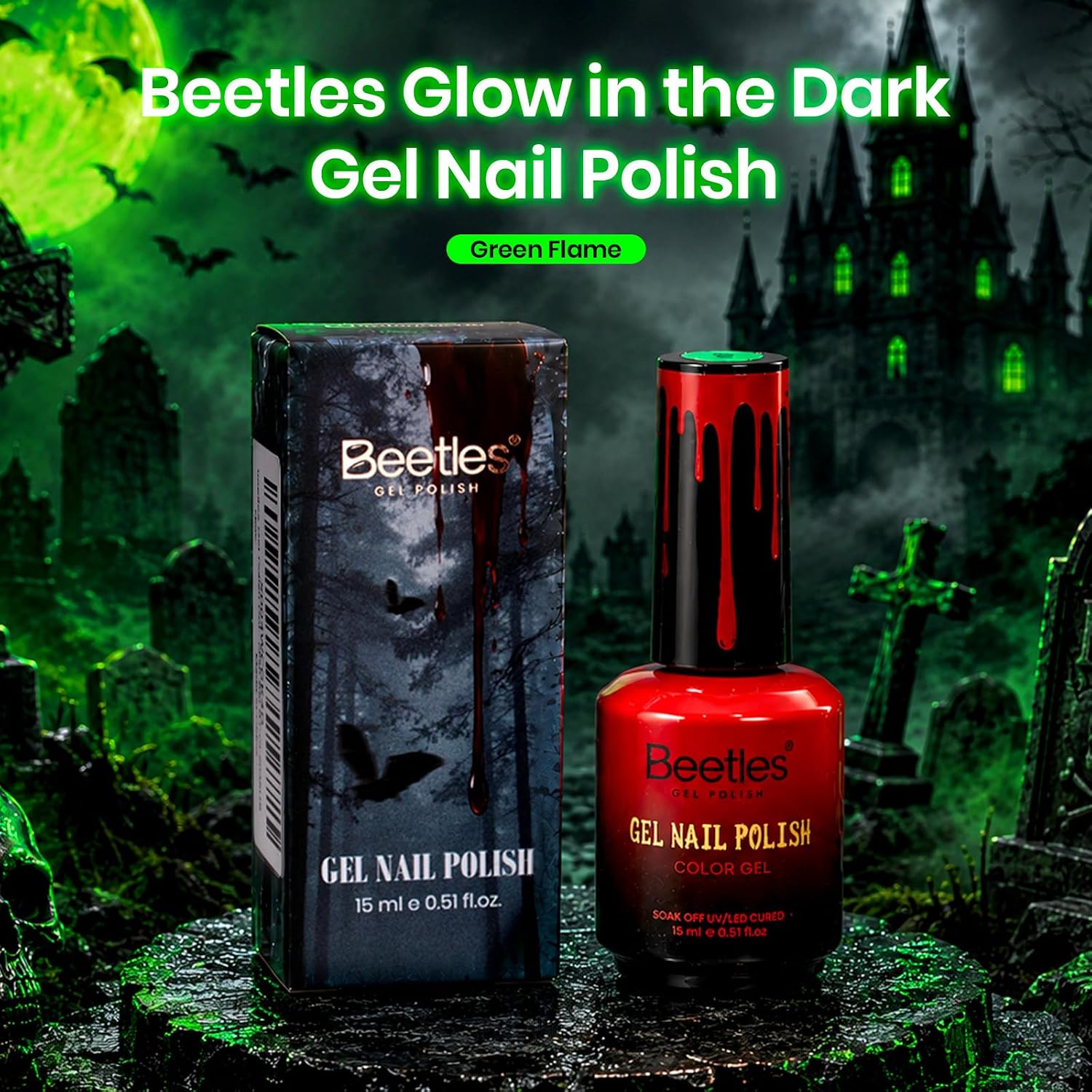 Detalle 2 de Beetles Glow-in-the-Dark Gel Nail Polish, 15 mL