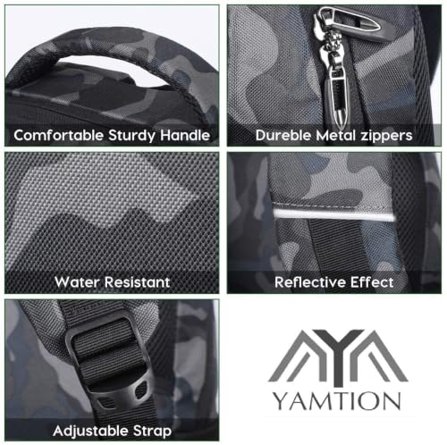 Detalle de YAMTION Men's Laptop Backpack 15.6 Inch: USB Charging Daypack for Work, Travel and School