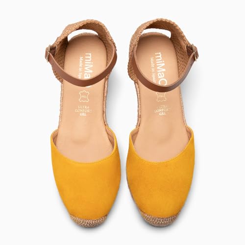 Detalle 2 de Espadrilles à Talon compensé en Cuir Jaune miMaO — EU 37, confort et élégance espagnole