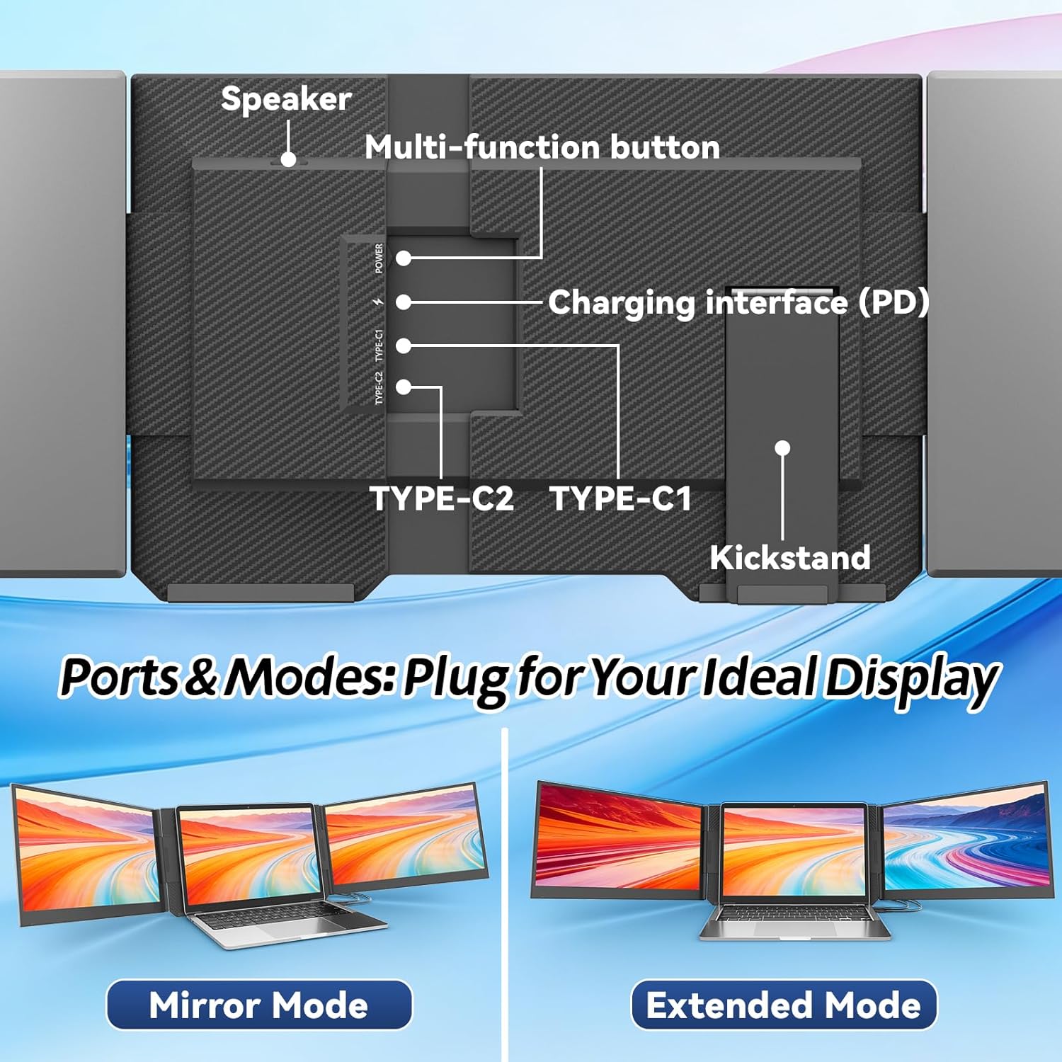 Thumbnail 5 de Teamgee Laptop Bildschirm-Erweiterung FHD 15,6 Zoll (Ultra schlank, Plug & Play, IPS) – für Triple-Display unterwegs