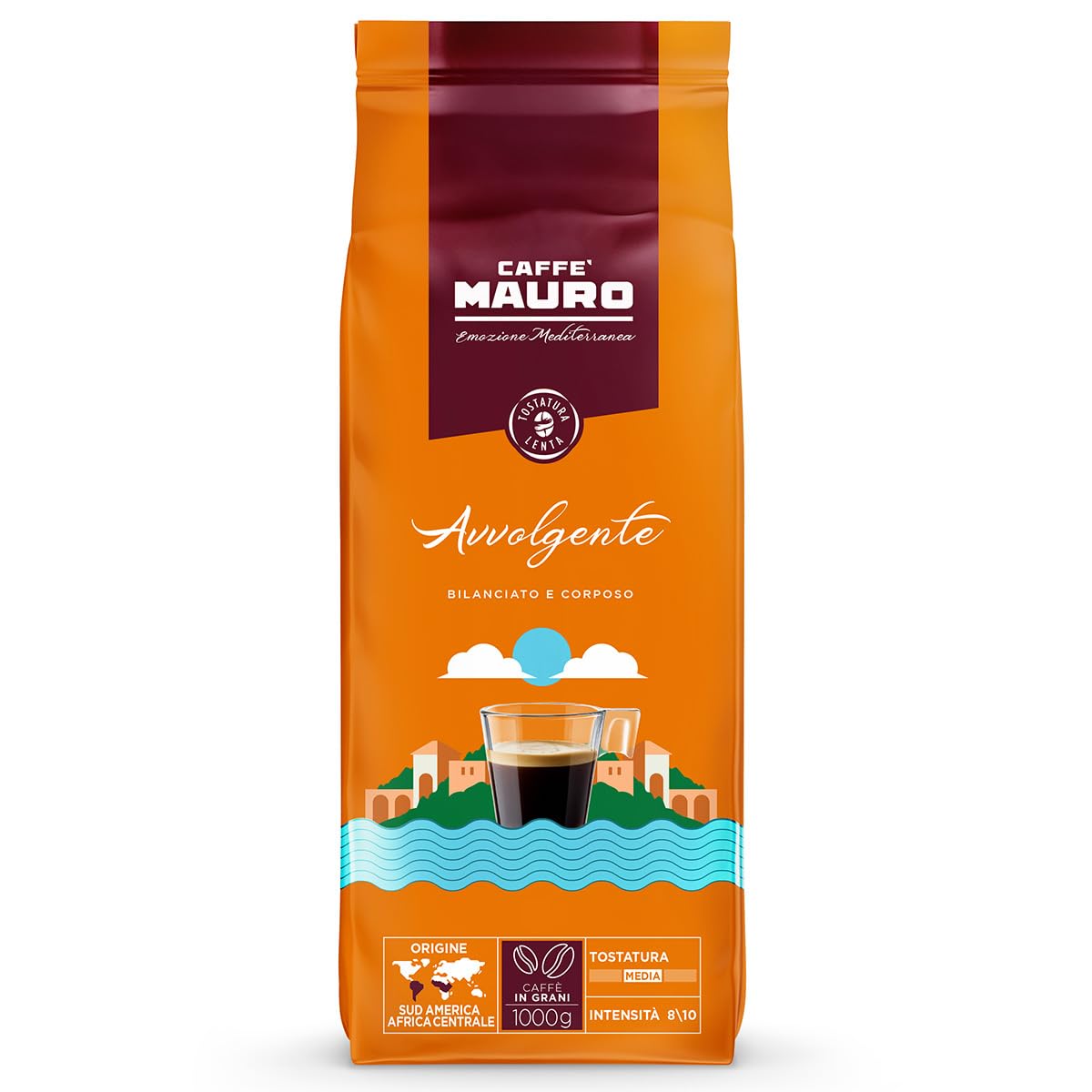 Detalle de Caffè Mauro Torrefazione Kaffeebohnen – Avvolgente Mischung, 1 kg, mittlere Röstung