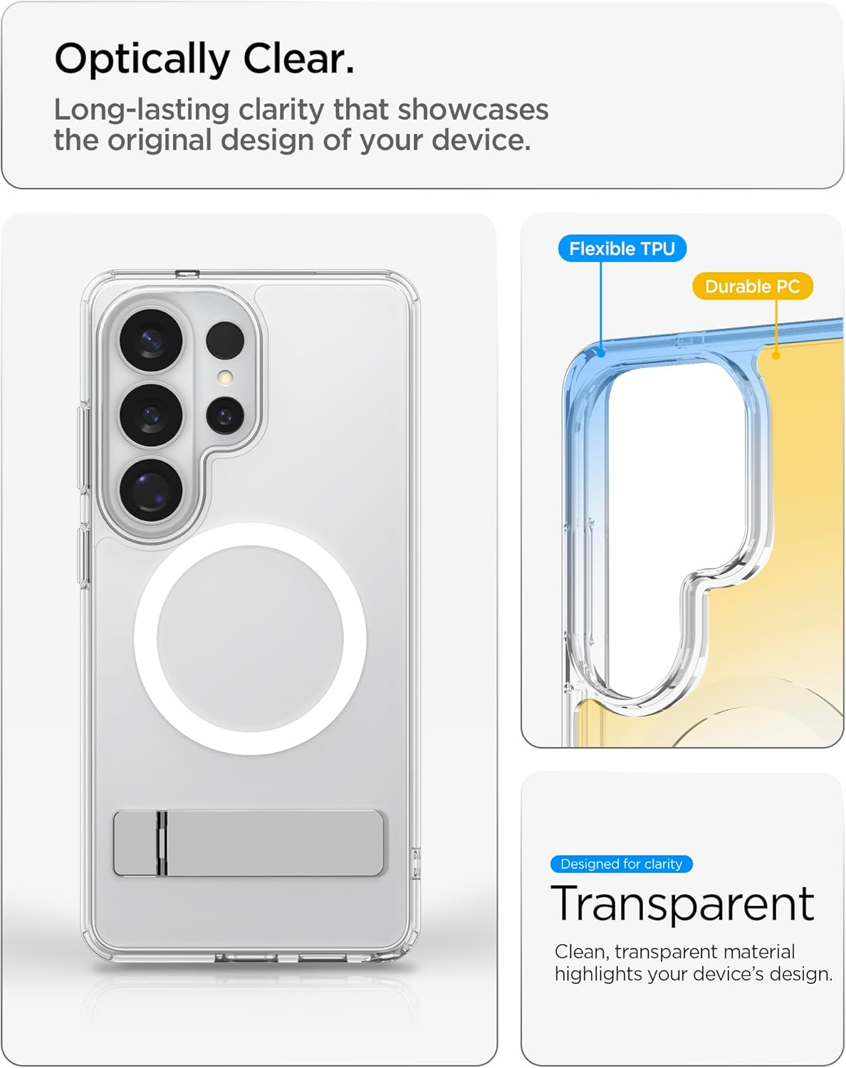 Thumbnail 3 de Spigen Ultra Hybrid S MagFit avec kickstand magnétique pour Samsung Galaxy S26 Ultra – Blanc