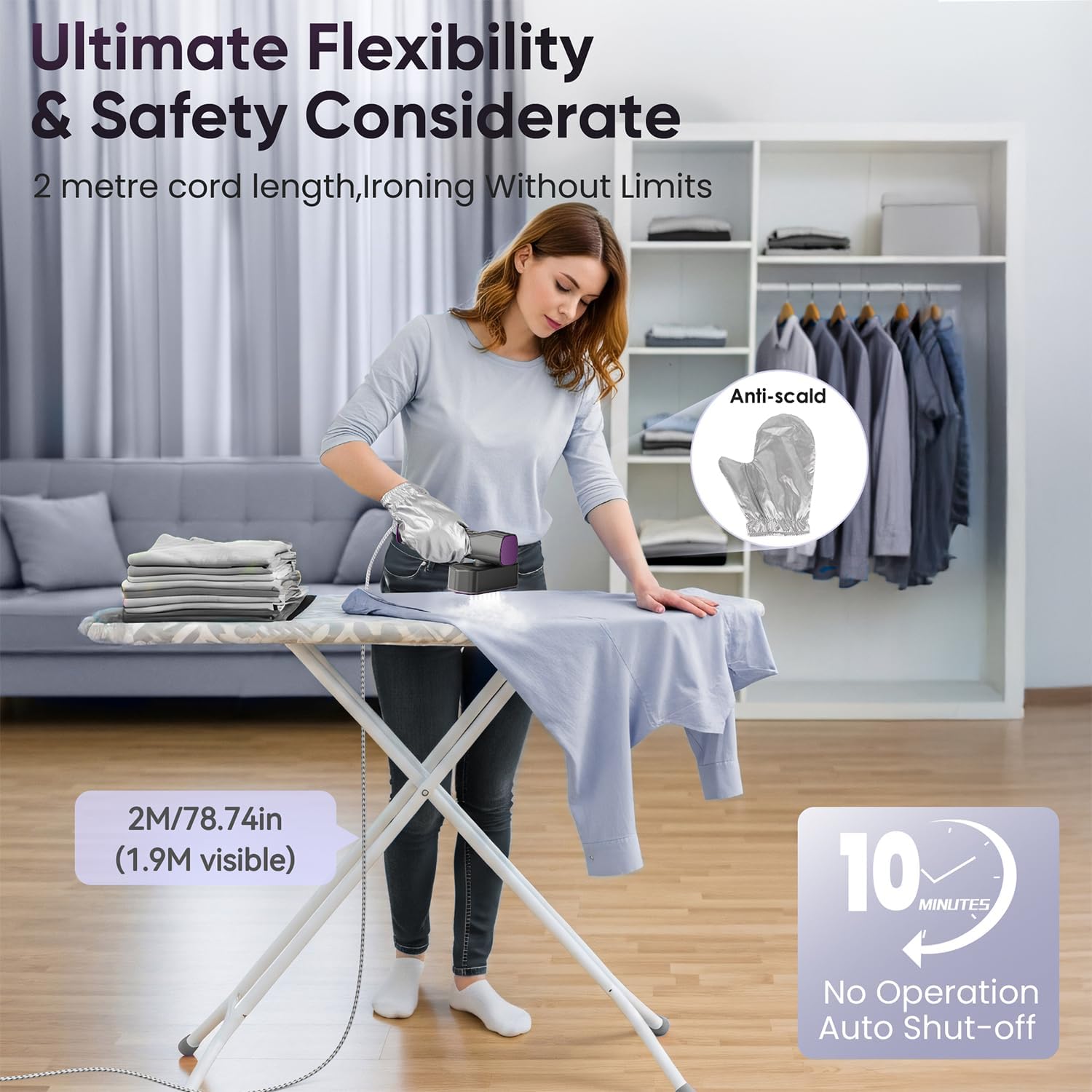 Thumbnail 6 de VIWAVE Clothes Steamer Handheld — 100–240V Dual Voltage Travel Steamer (2-in-1) with LED Display