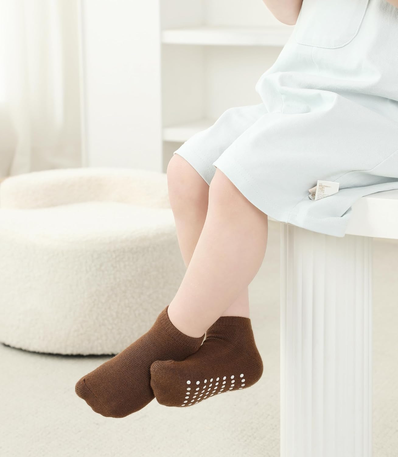 Detalle de JAKIDAR 12-Pair Baby & Toddler Cotton Ankle Socks with Non-Slip Grips