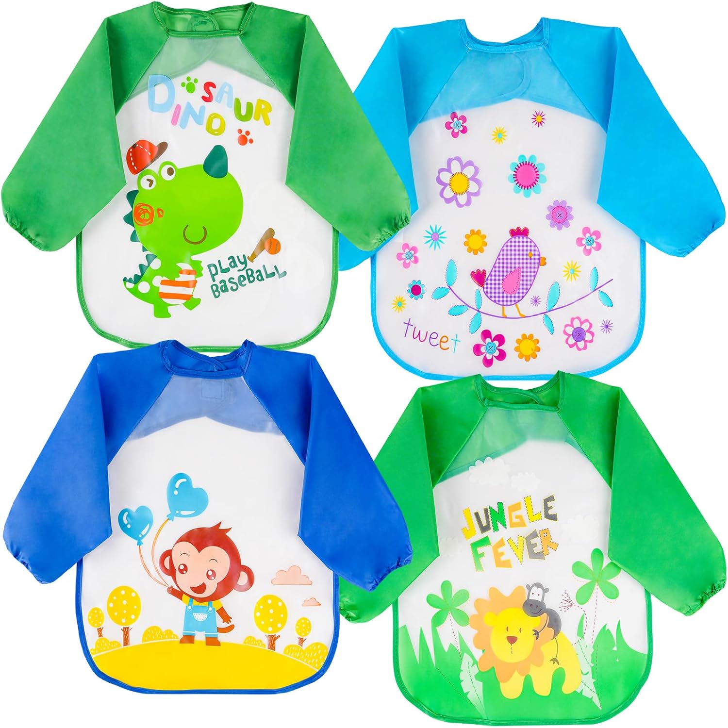 Vicloon Baberos con Mangas 42,5 cm impermeables