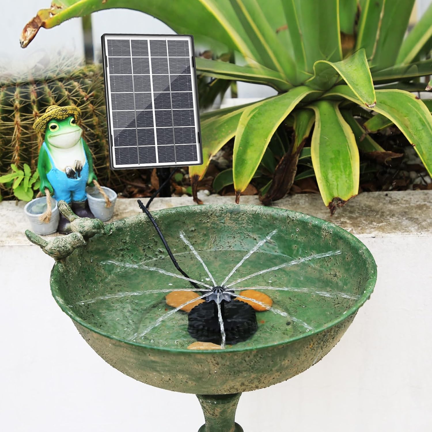 Thumbnail 2 de AISITIN Solar Springbrunnen Außen 3,5W – Glas-Solarbrunnen mit 4 Düsen, 3M-Kabel, DIY Wasserspiele