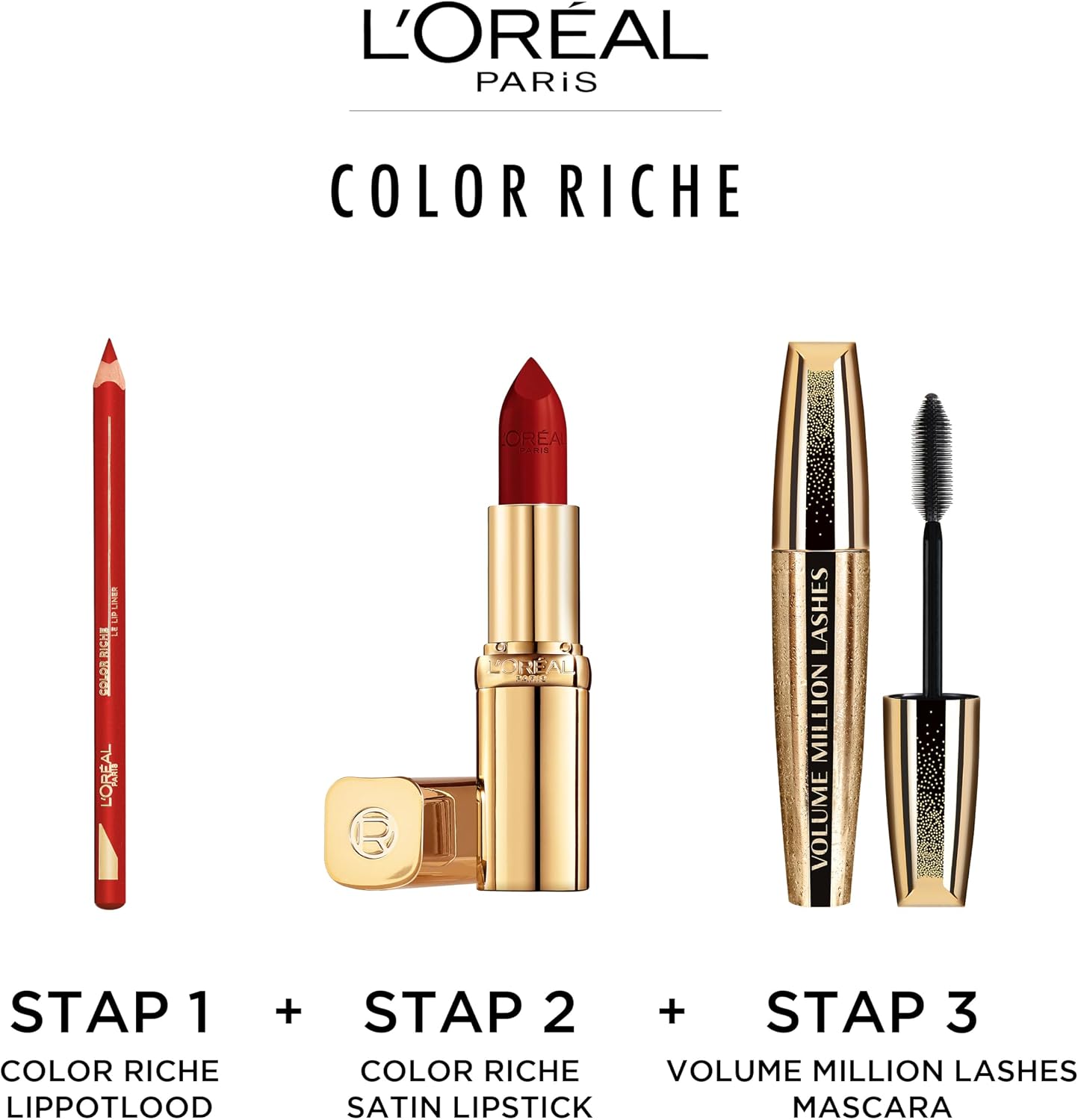 Detalle de L’Oréal Paris Color Riche Satin 297 Red Passion – läppstift med satinfinish
