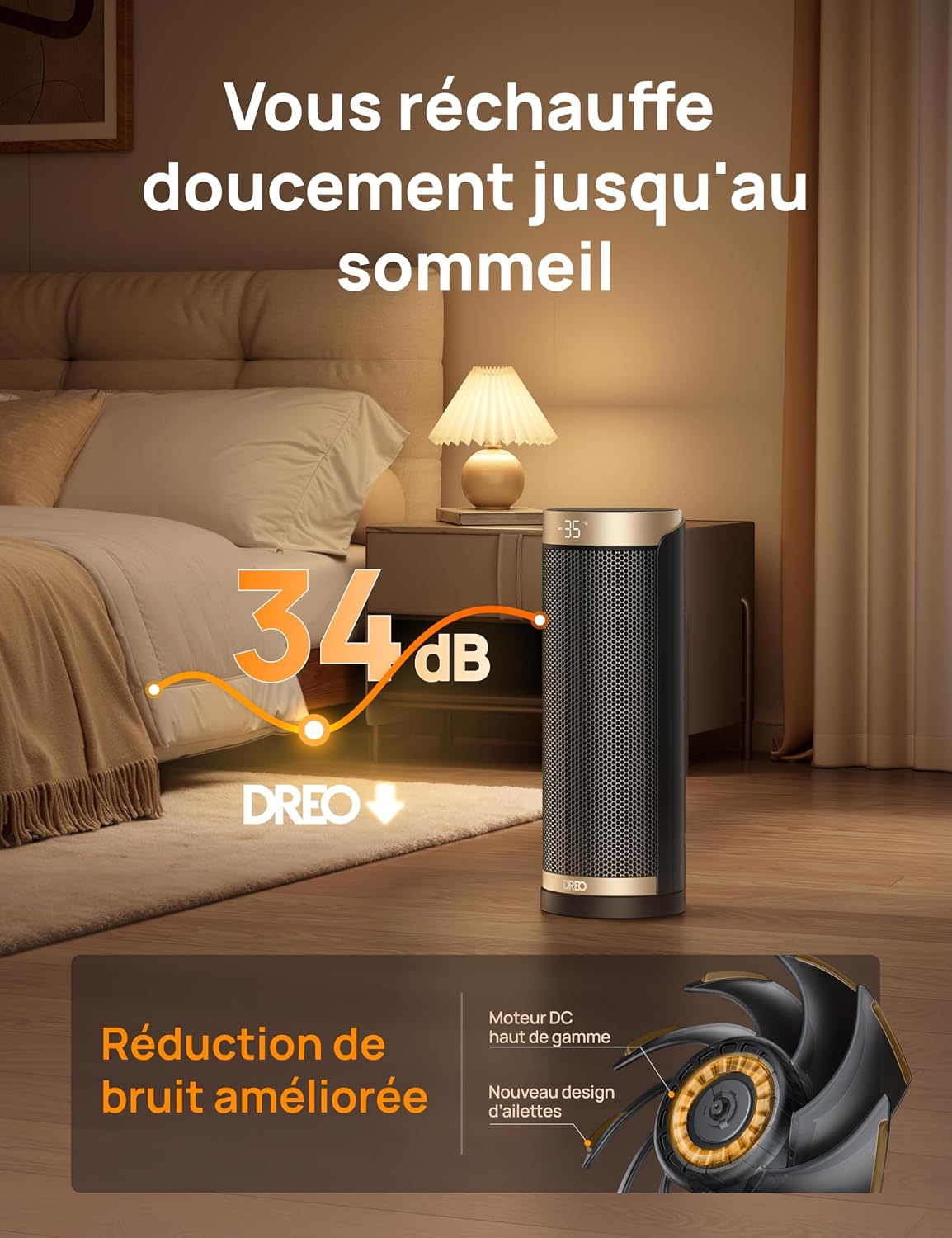 Thumbnail 5 de DREO Solaris Slim H3 chauffage d'appoint céramique 1800 W